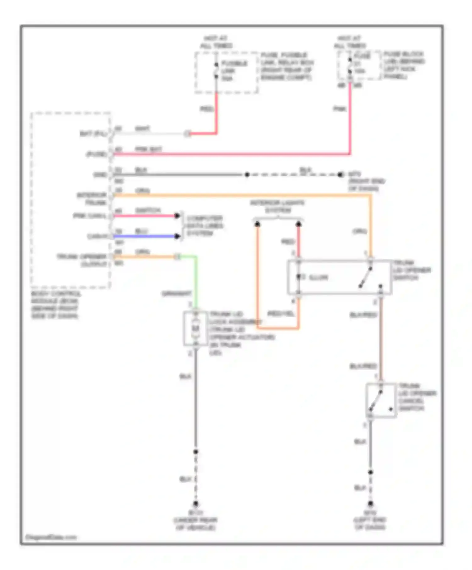 Wiring diagram trunk lid opener switch for Infiniti M45 III (2005-2008) (1 of 1)