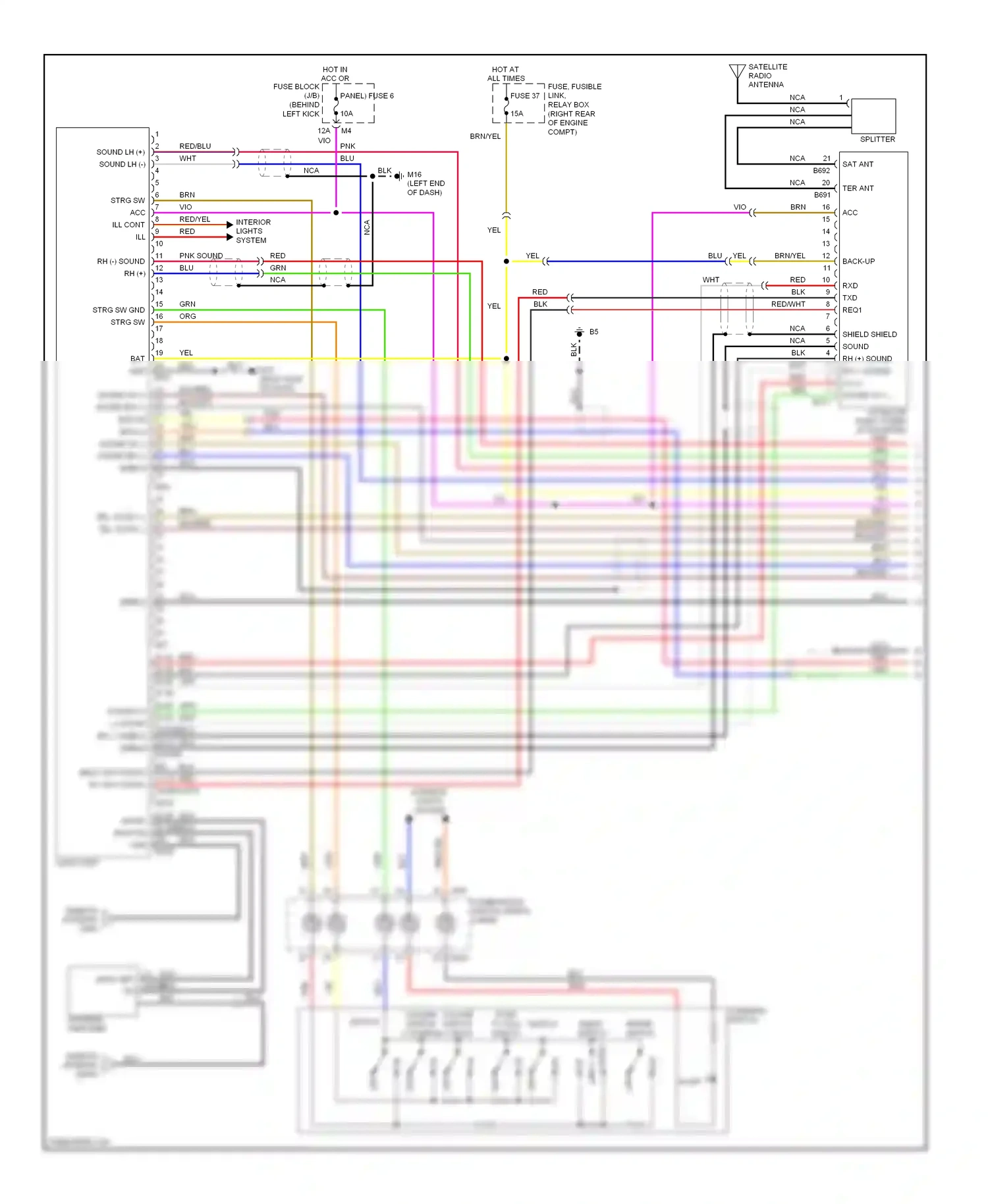 Infiniti M45 III (2005-2008) volume switch (-) source switch wiring diagram  (1 of 2)