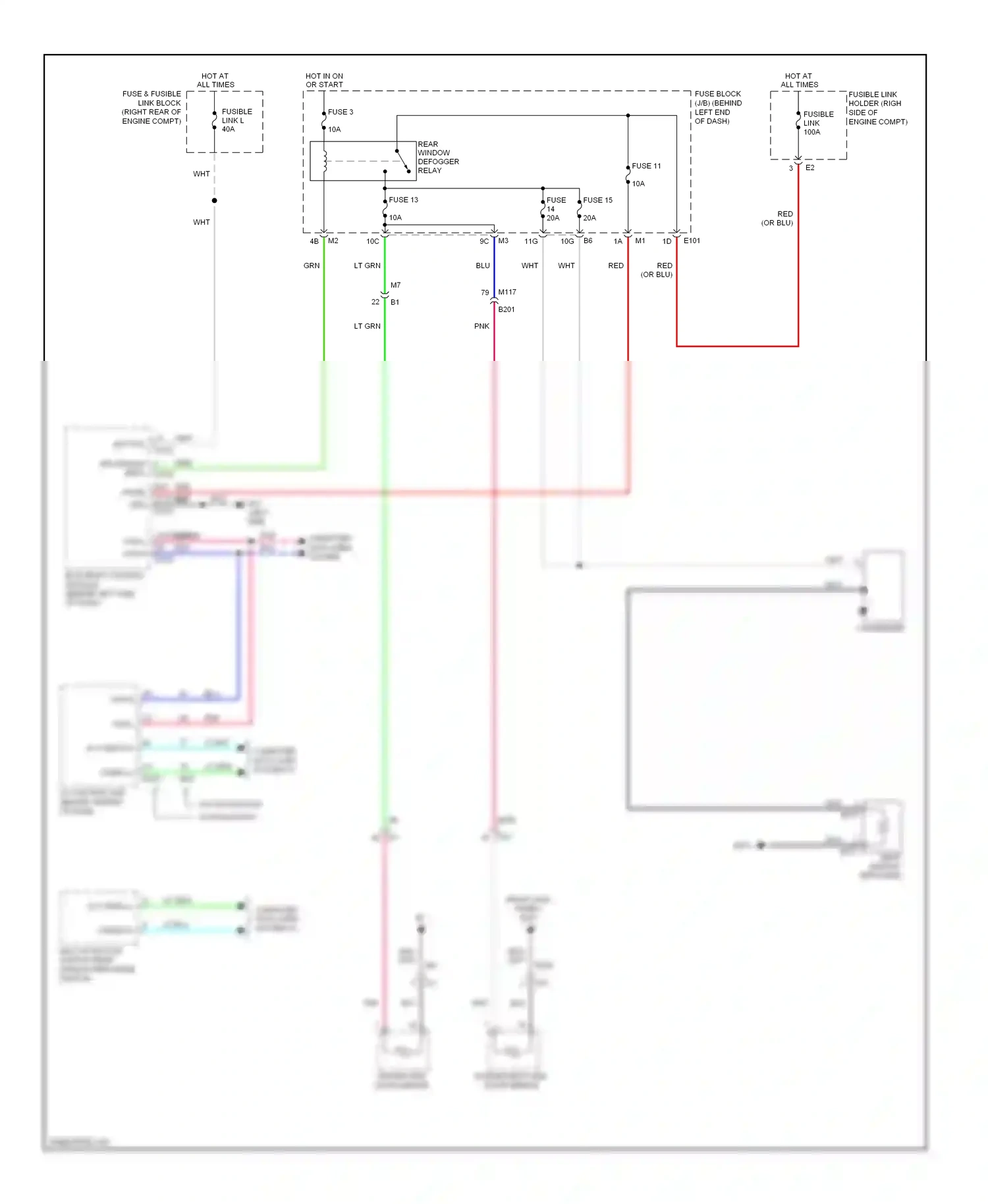 Infiniti M56 IV (2010-2013) multi-function switch (rear window defogger switch) wiring diagram  (1 of 1)