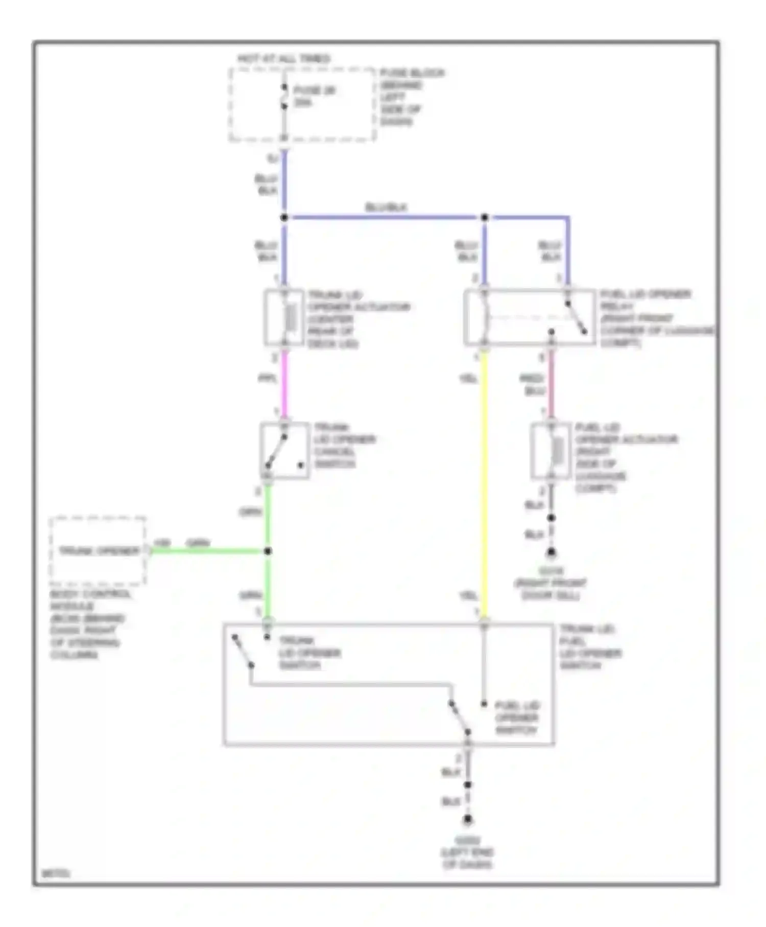 Q45 Infiniti II (1996-2001): Trunk & fuel door release circuit