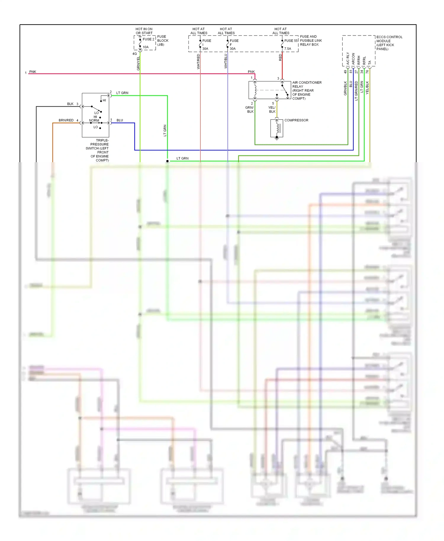 Infiniti Q45 II (1996-2001) eccs control module (left kick panel) wiring diagram  (1 of 1)
