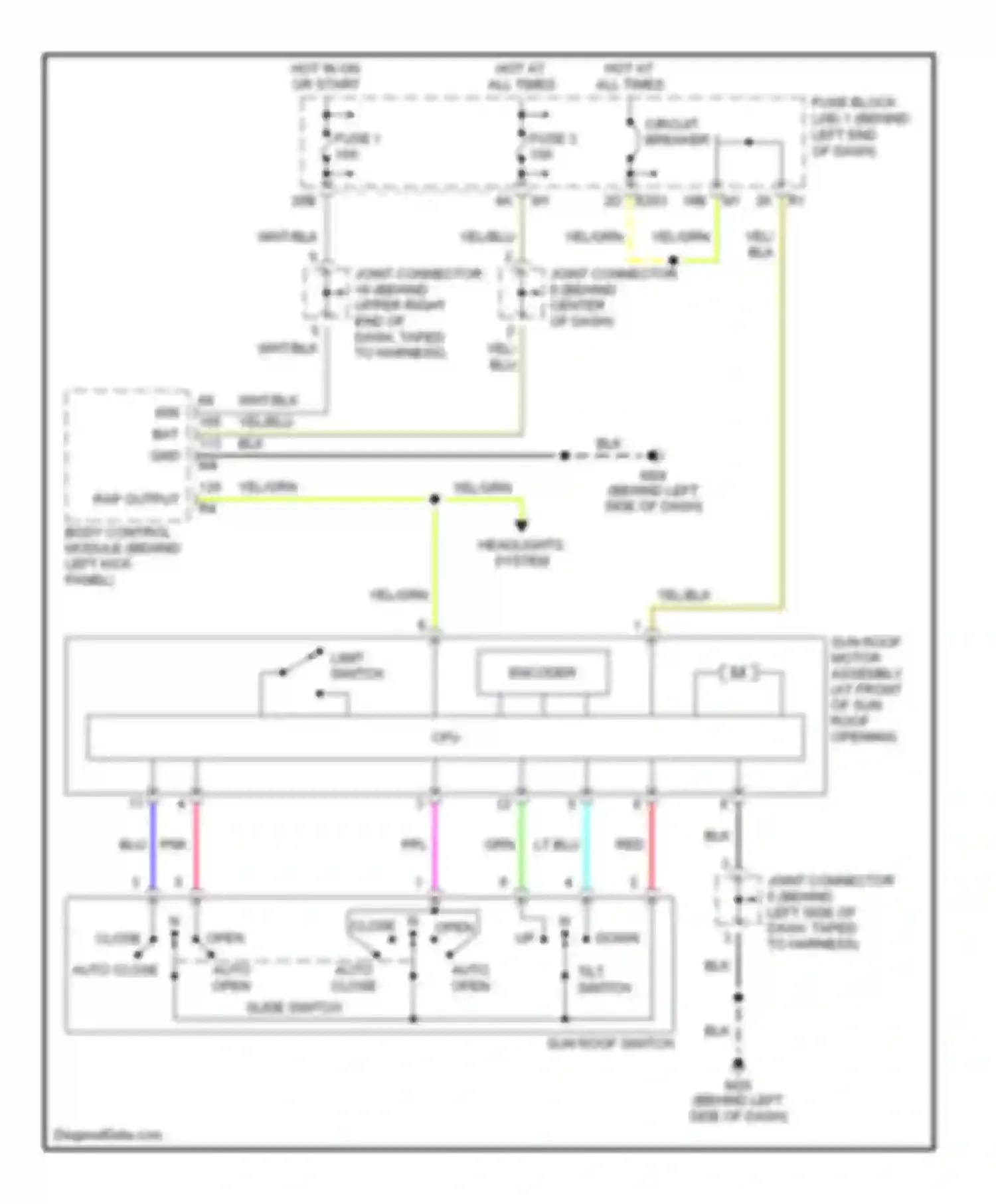 Q45 Infiniti III (2001-2006): Power top/sunroof circuit