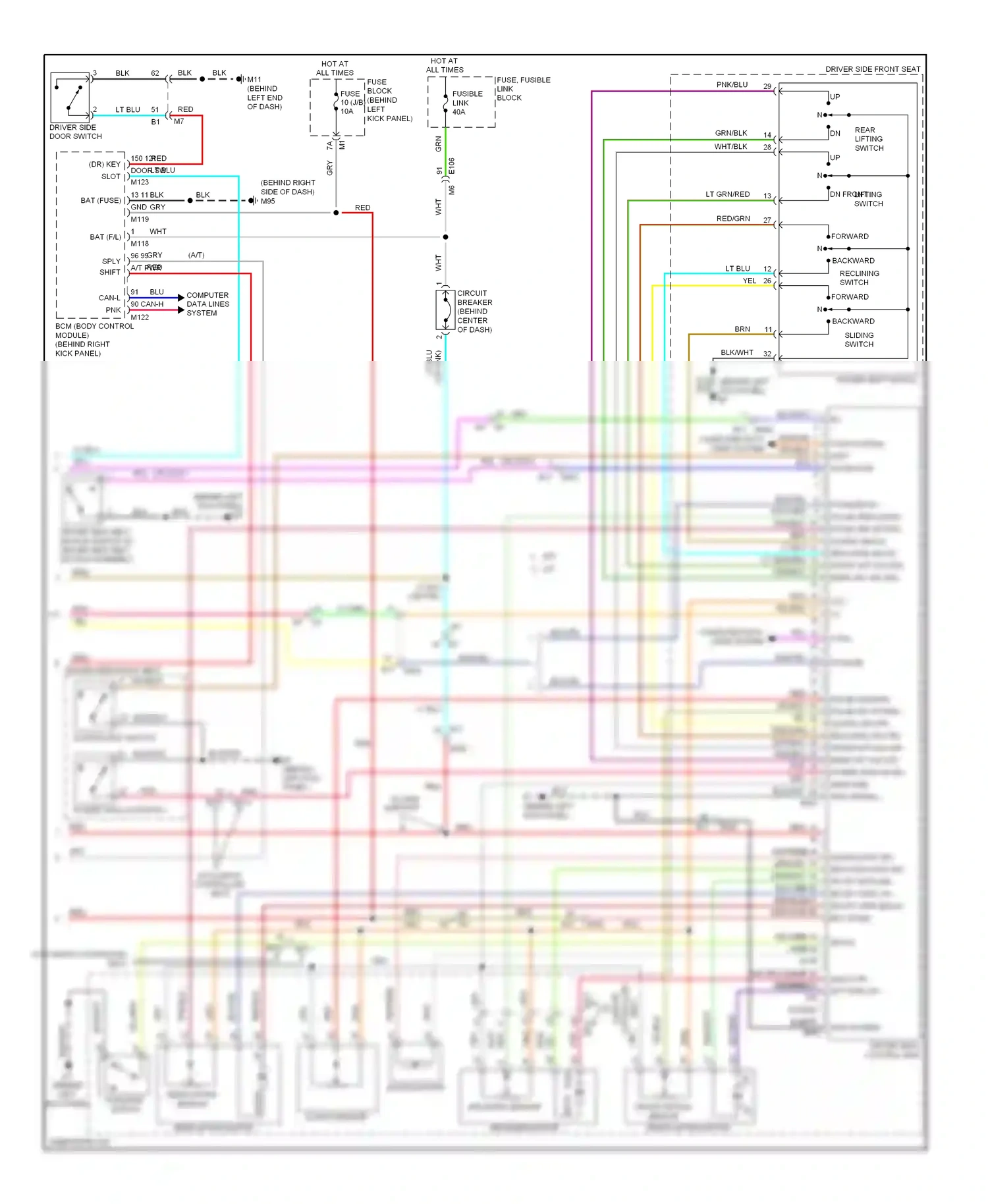 Wiring diagram dn front lifting switch for Infiniti Q60 I (2013-2016) (1 of 2)