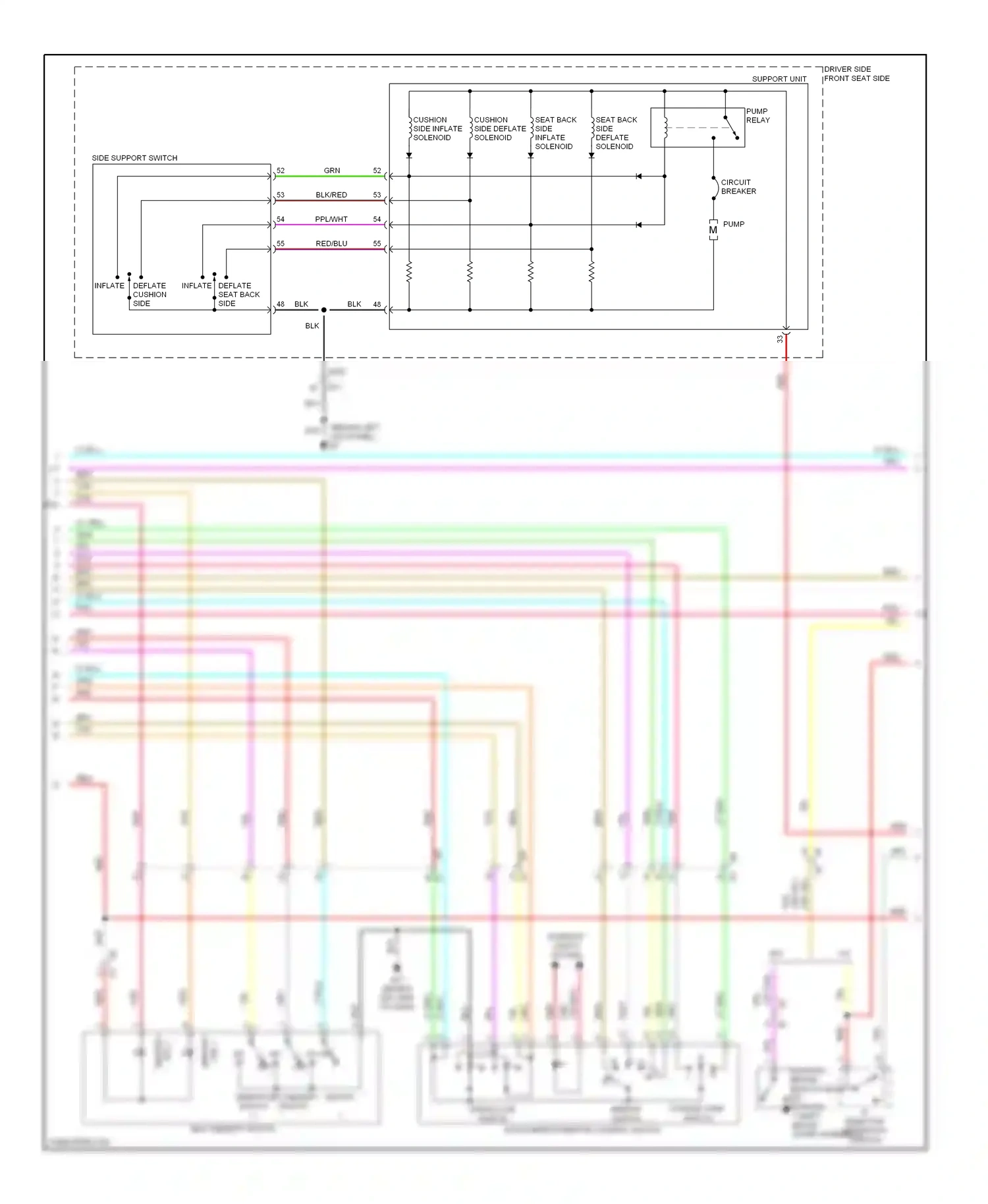 Wiring diagram driver side front seat side support unit for Infiniti Q60 I (2013-2016) (1 of 2)