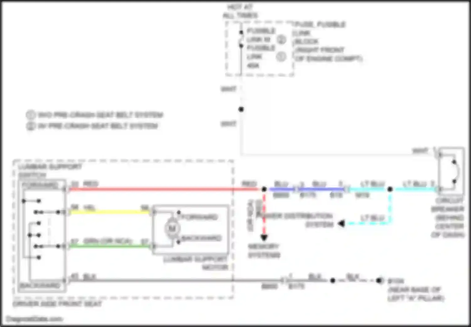 Q60 Infiniti II (2016-2024): Lumbar circuit, w/o side support