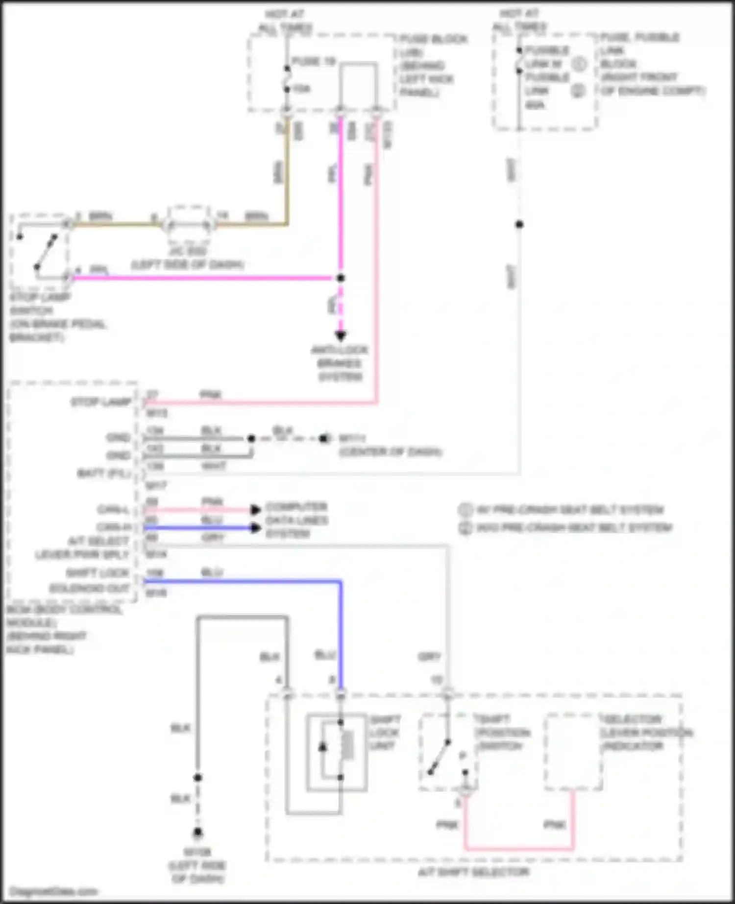Q60 Infiniti II (2016-2024): Shift interlock circuit