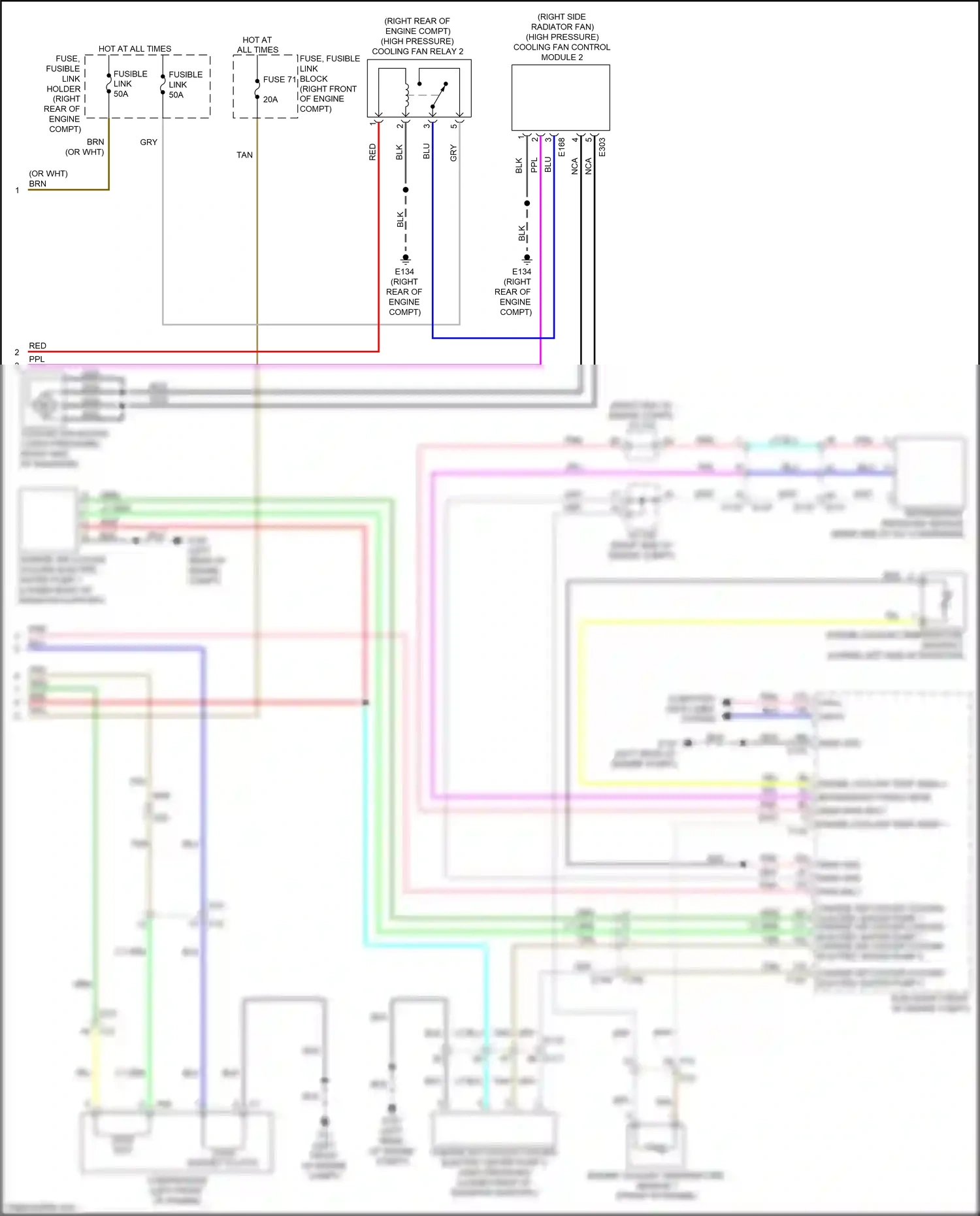 Wiring diagram engine coolant temperature sensor 1 for Infiniti Q60 II (2016-2024) (1 of 3)
