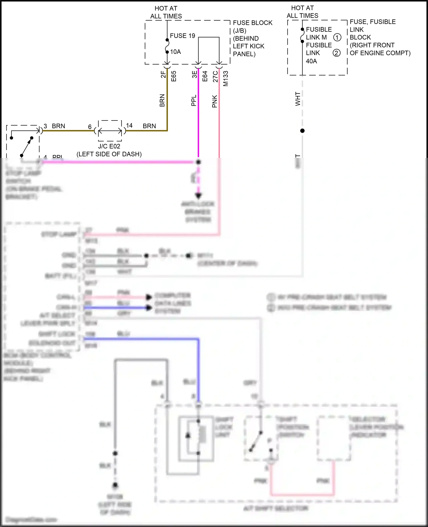 Wiring diagram shift position switch for Infiniti Q60 II (2016-2024) (2 of 2)