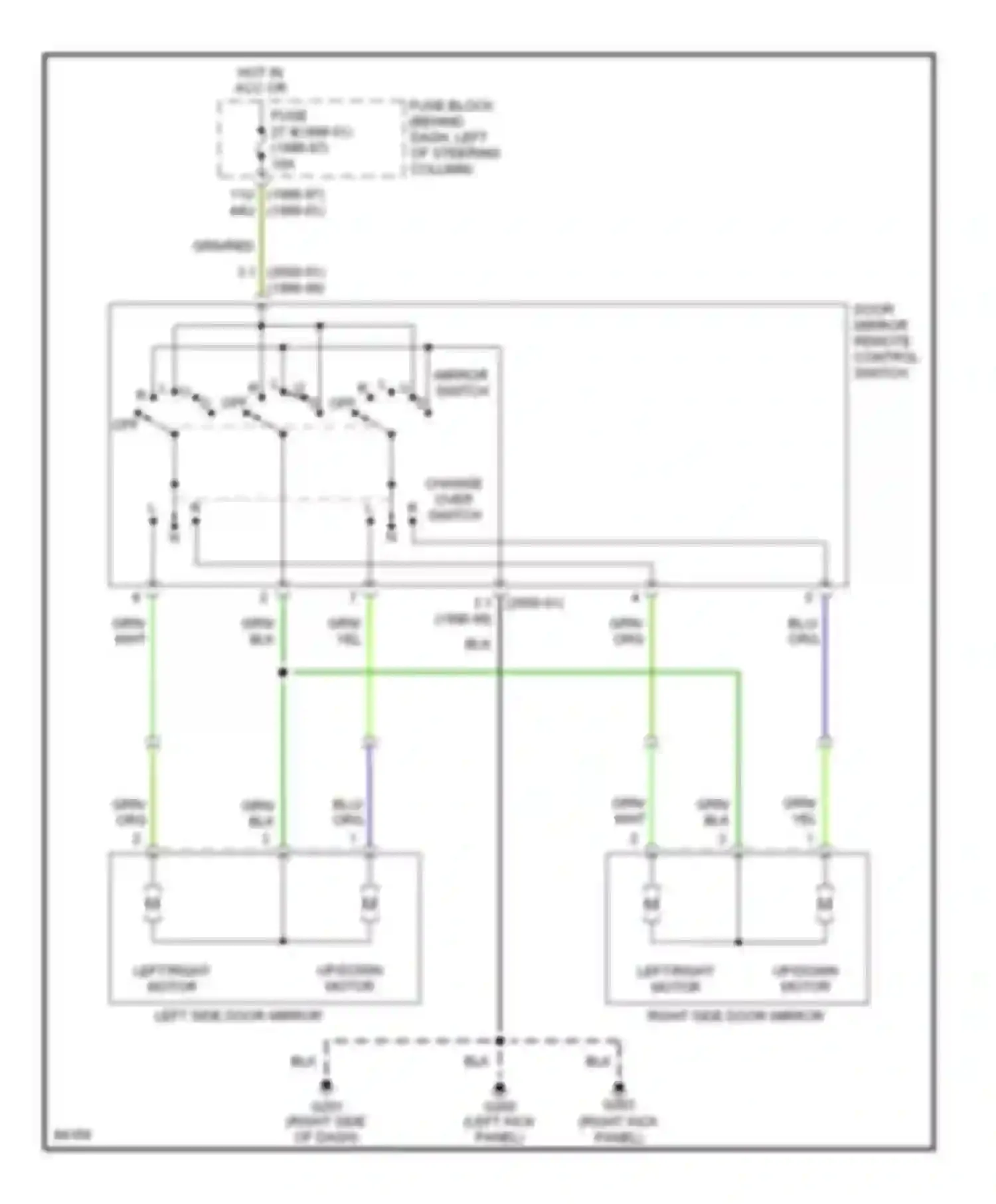 QX4 Infiniti I (1996-2003): Power mirror circuit