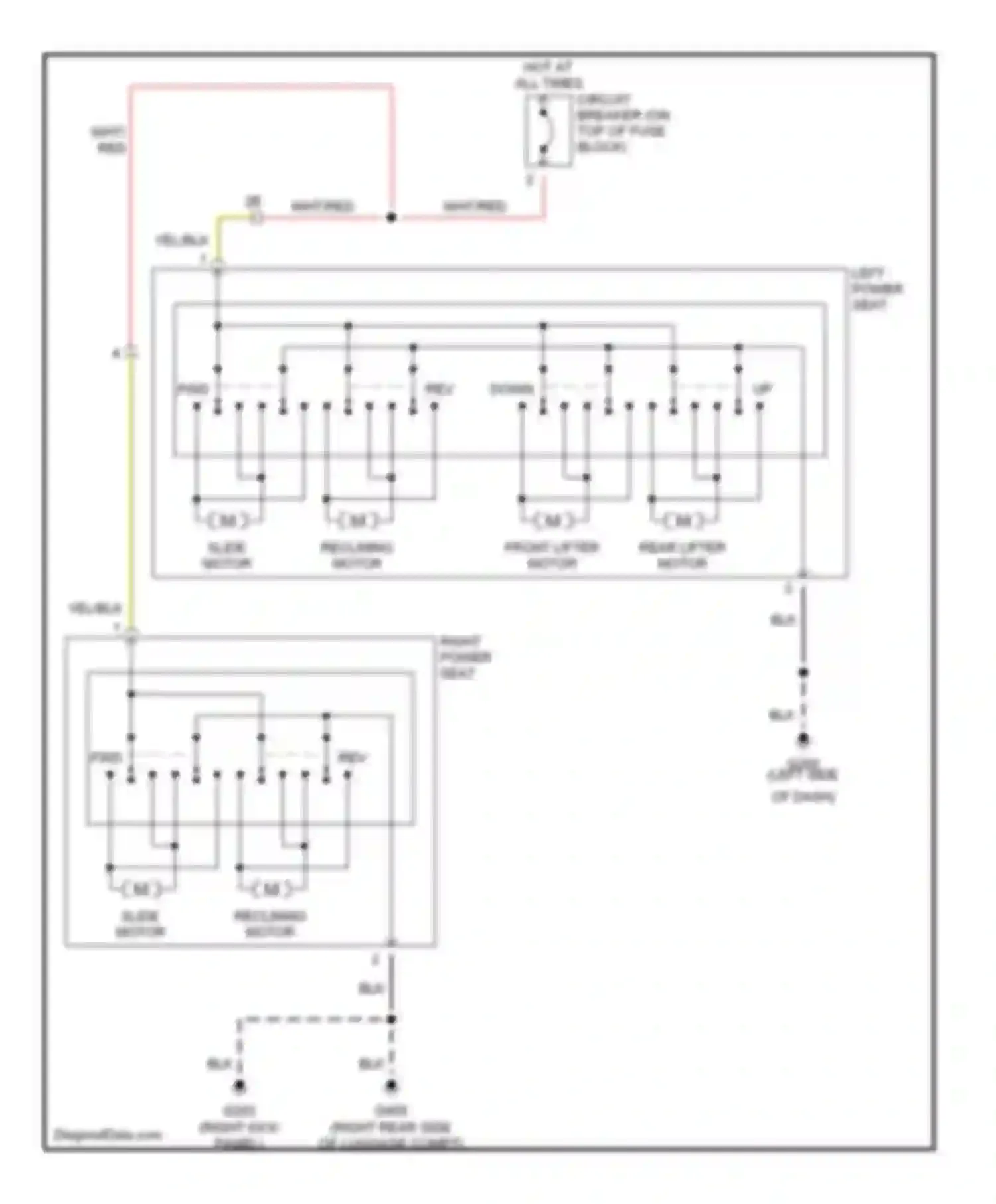 QX4 Infiniti I (1996-2003): Power seats circuit
