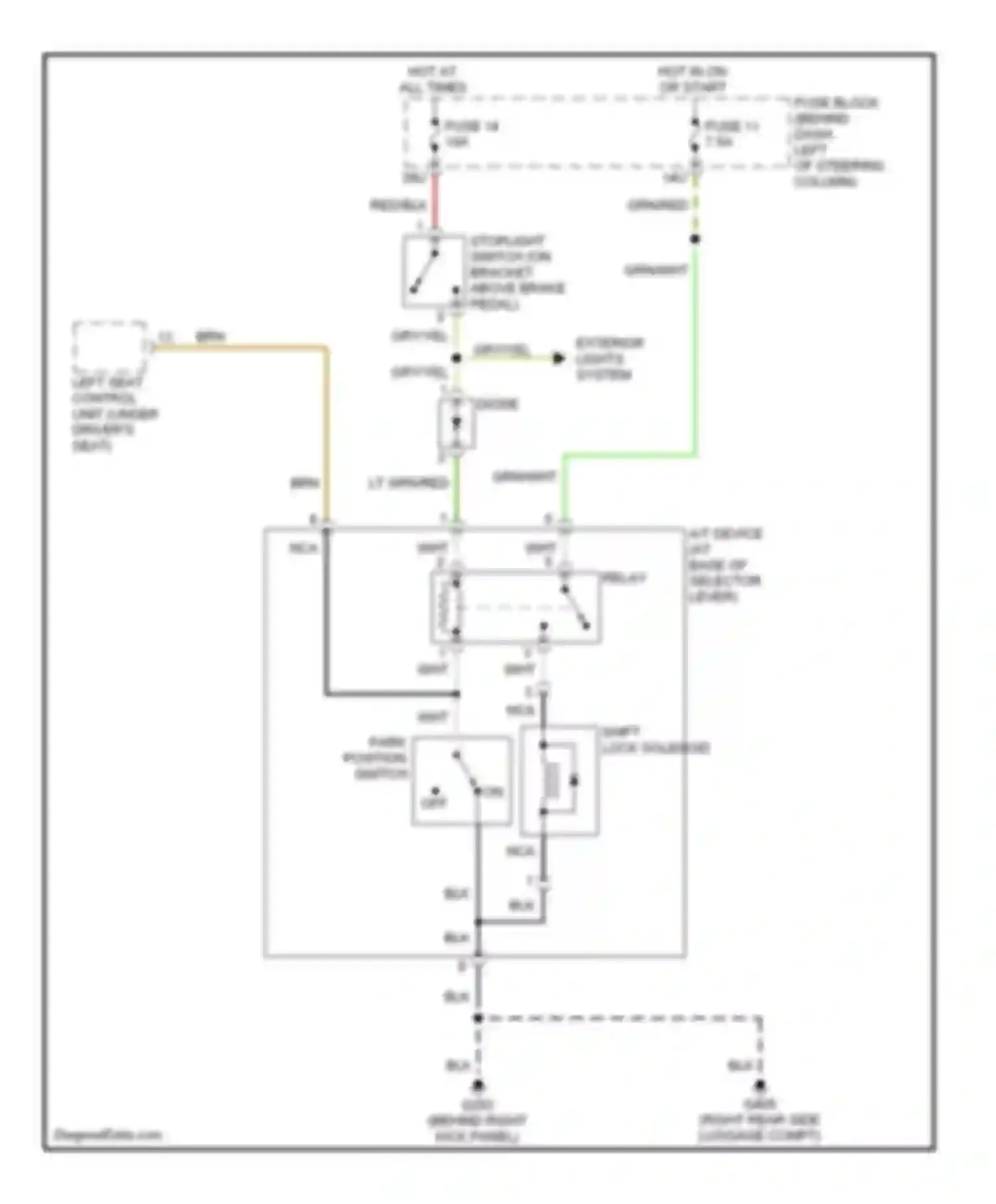 QX4 Infiniti I (1996-2003): Shift interlock circuit