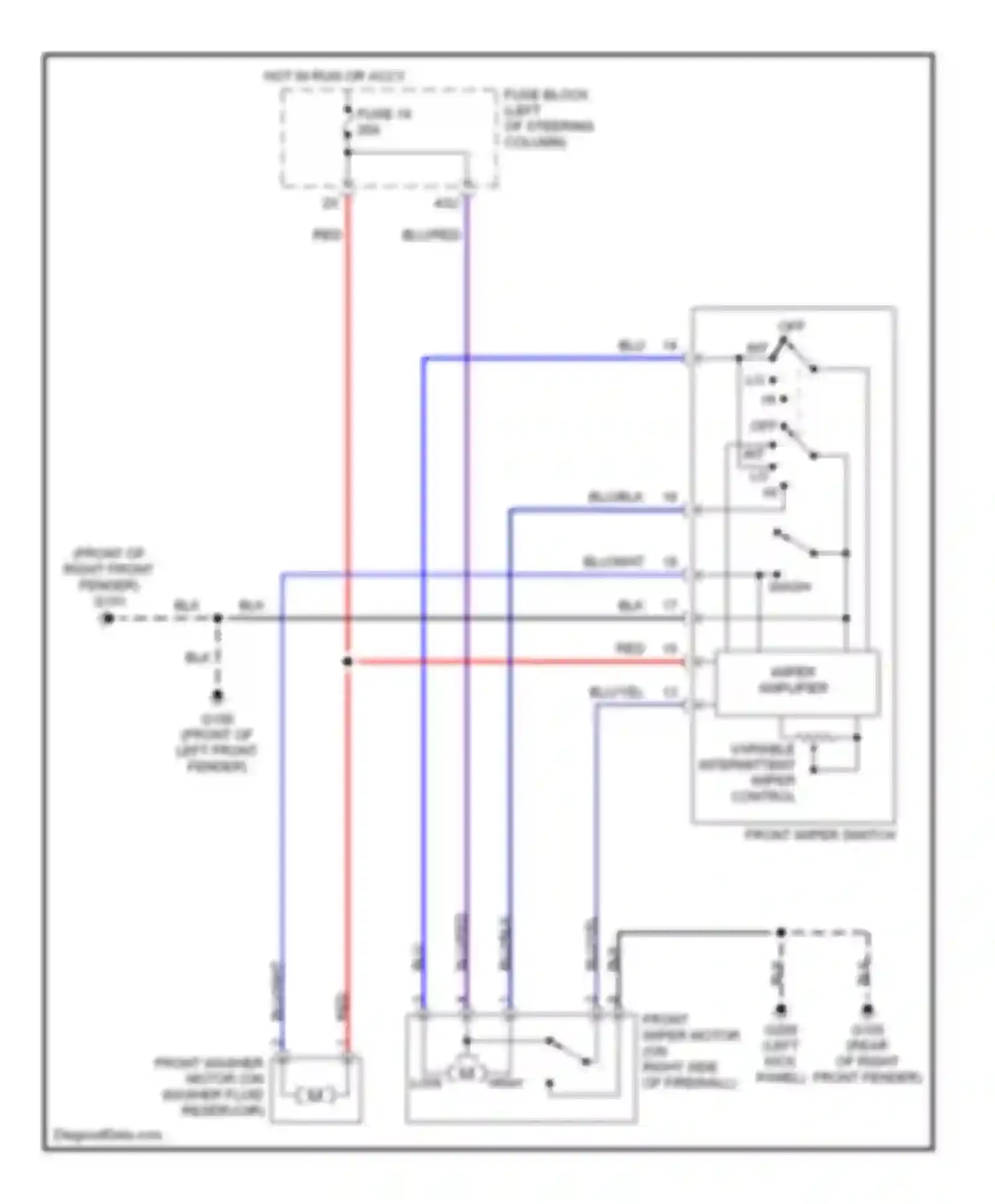 QX4 Infiniti I (1996-2003): Front washer/wiper circuit