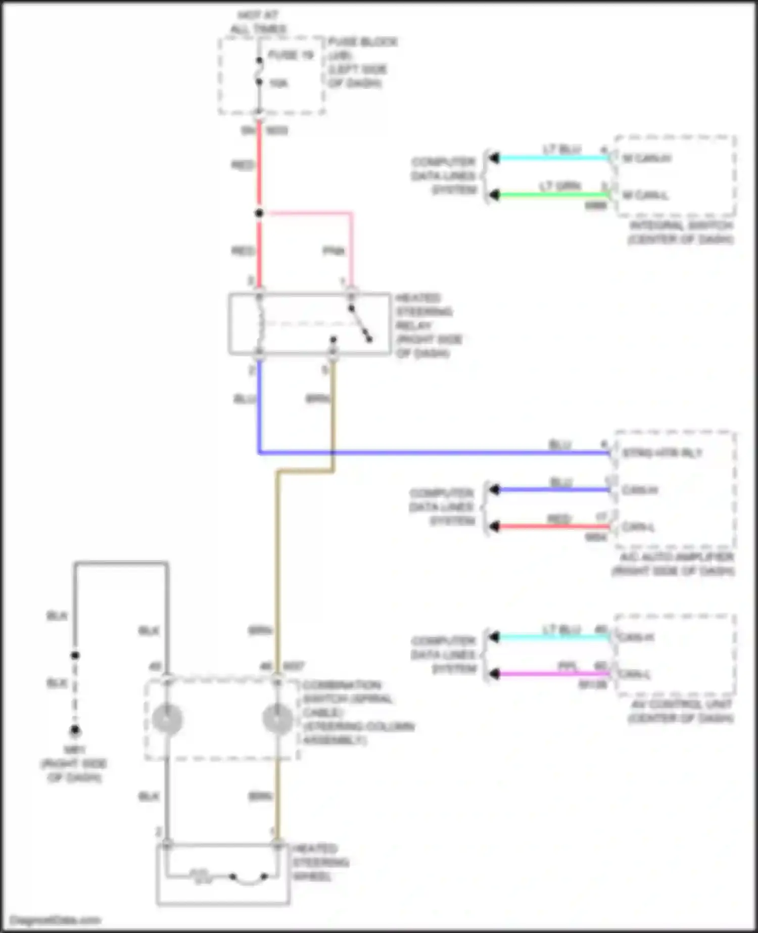 Car Wiring Diagrams for QX50 Infiniti II (2017-2024): Heated steering wheel circuit