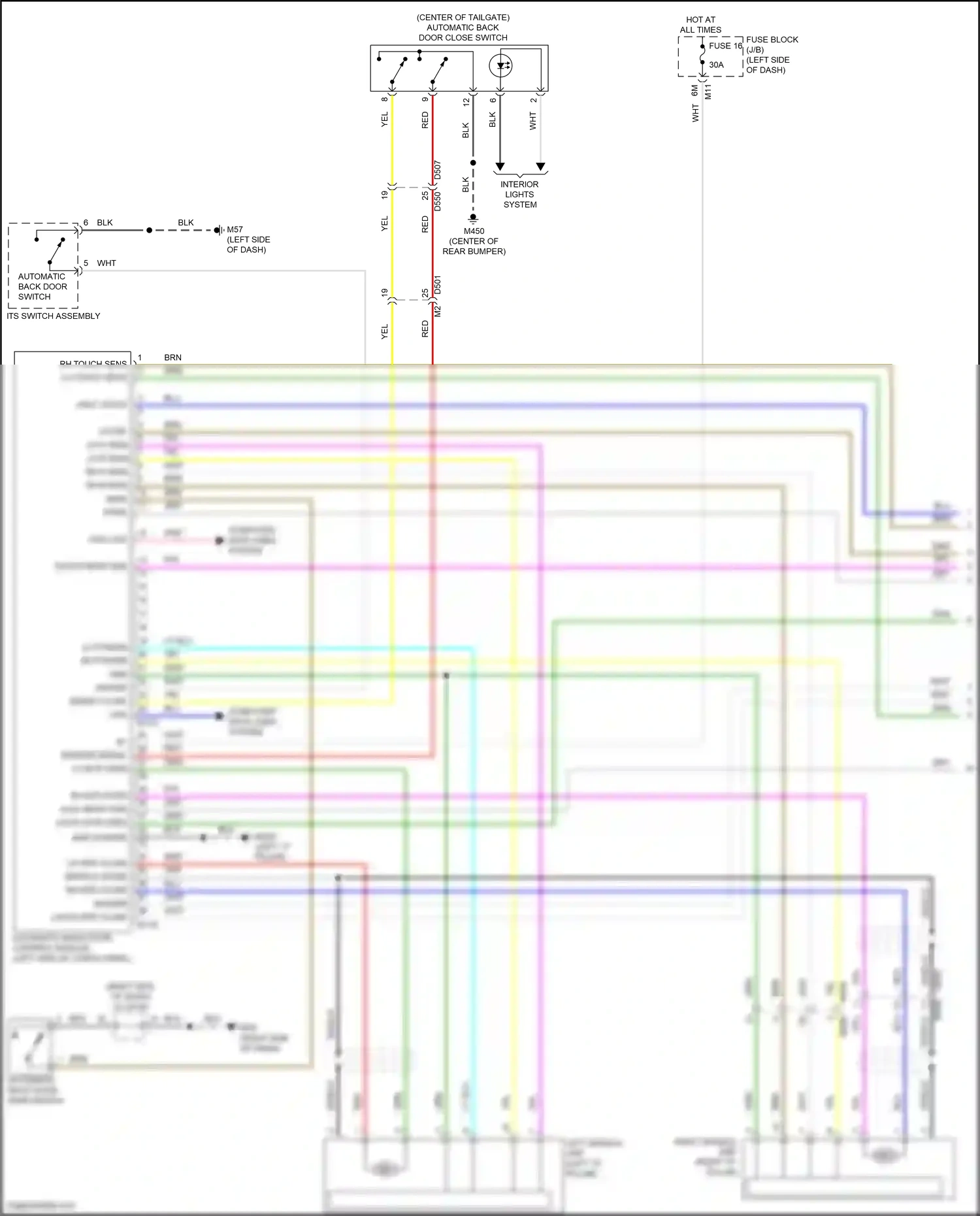 Wiring diagram automatic back door control module for Infiniti QX55 I (2020-2024) (1 of 5)