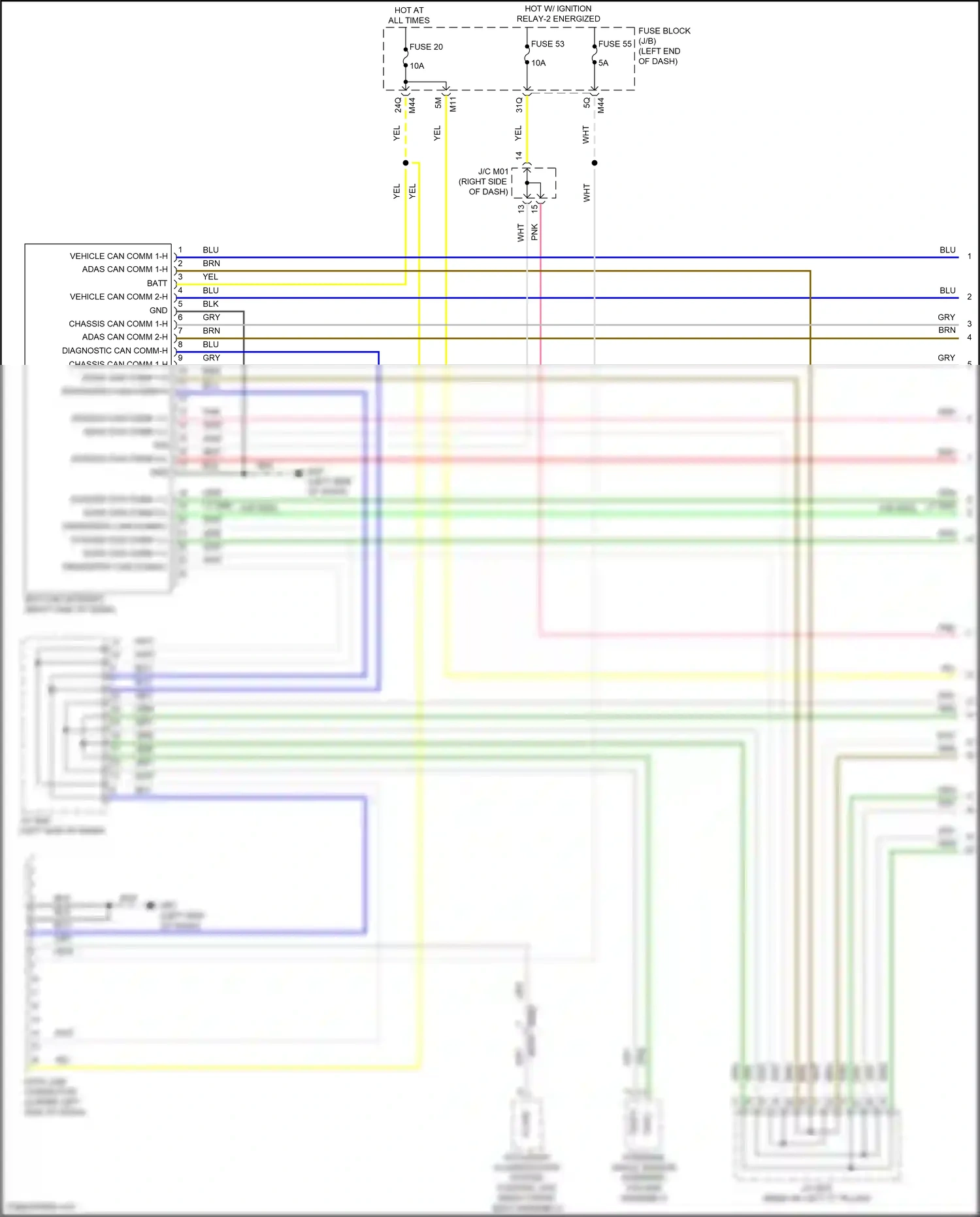 Wiring diagram occupant classification system control unit for Infiniti QX55 I (2020-2024) (1 of 5)