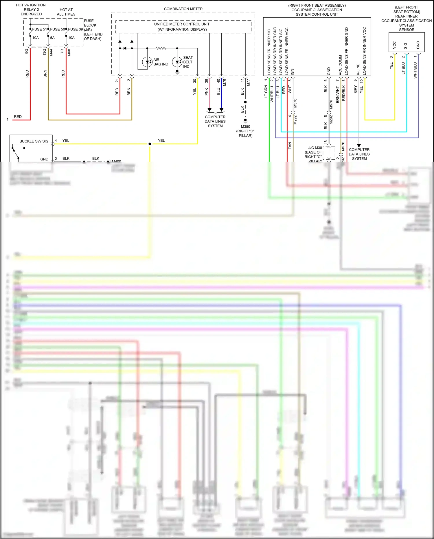 Wiring diagram rear inner occupant classification system sensor for Infiniti QX55 I (2020-2024) (1 of 1)