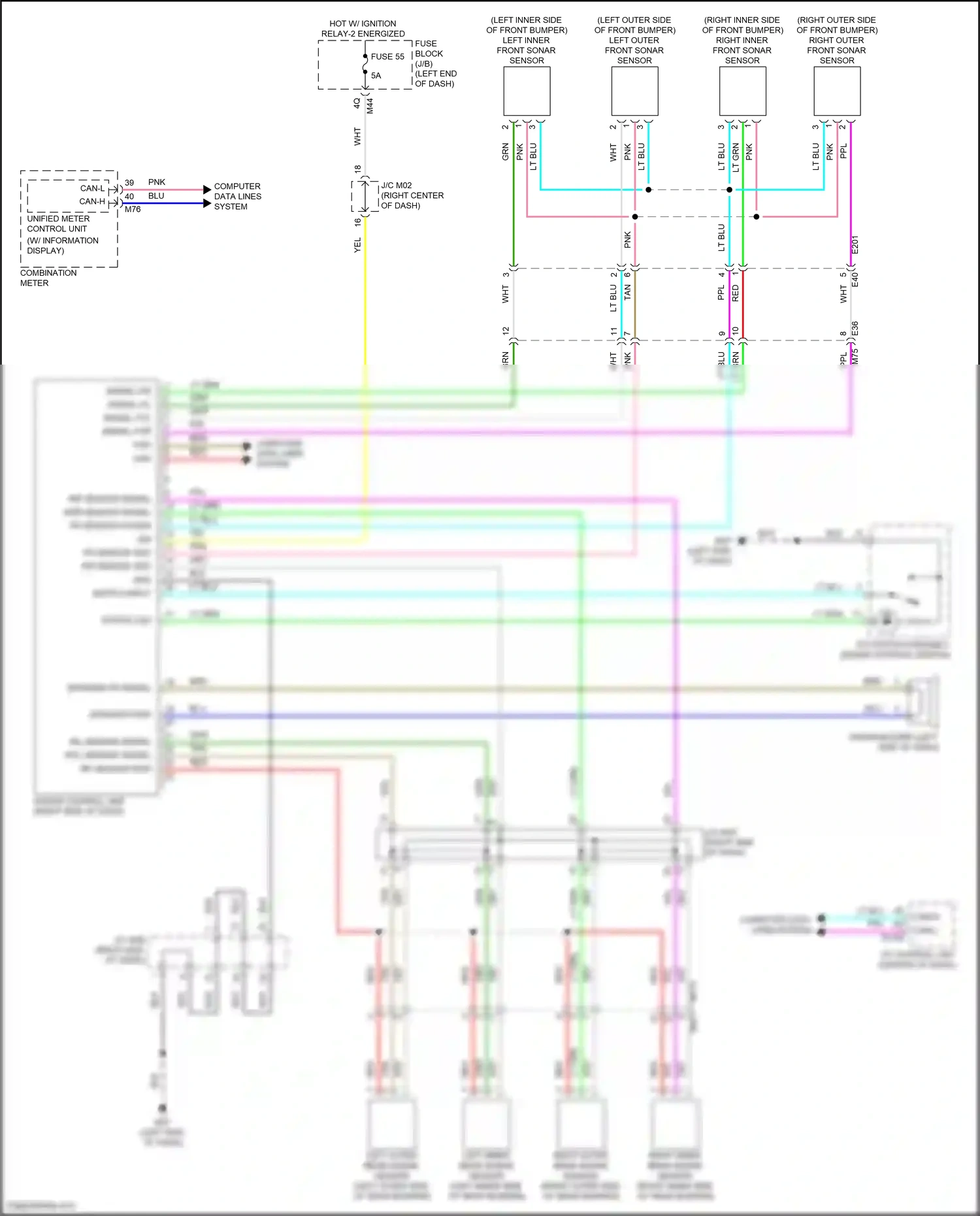 Wiring diagram right inner front sonar sensor for Infiniti QX55 I (2020-2024) (1 of 1)