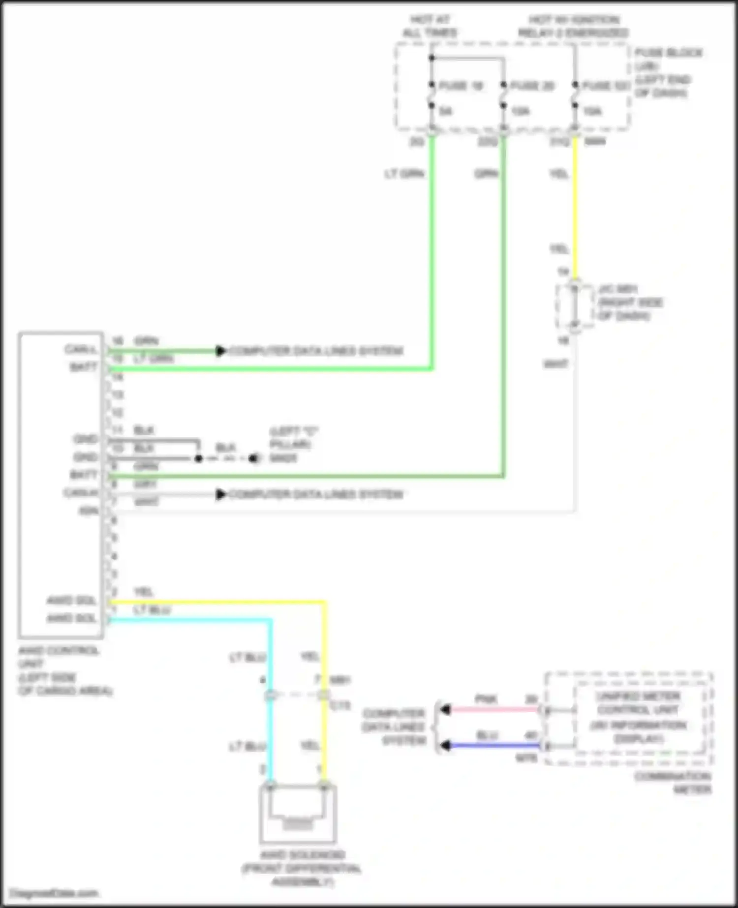 Wiring diagram left "c" pillar) for Infiniti QX55 I (2020-2024)