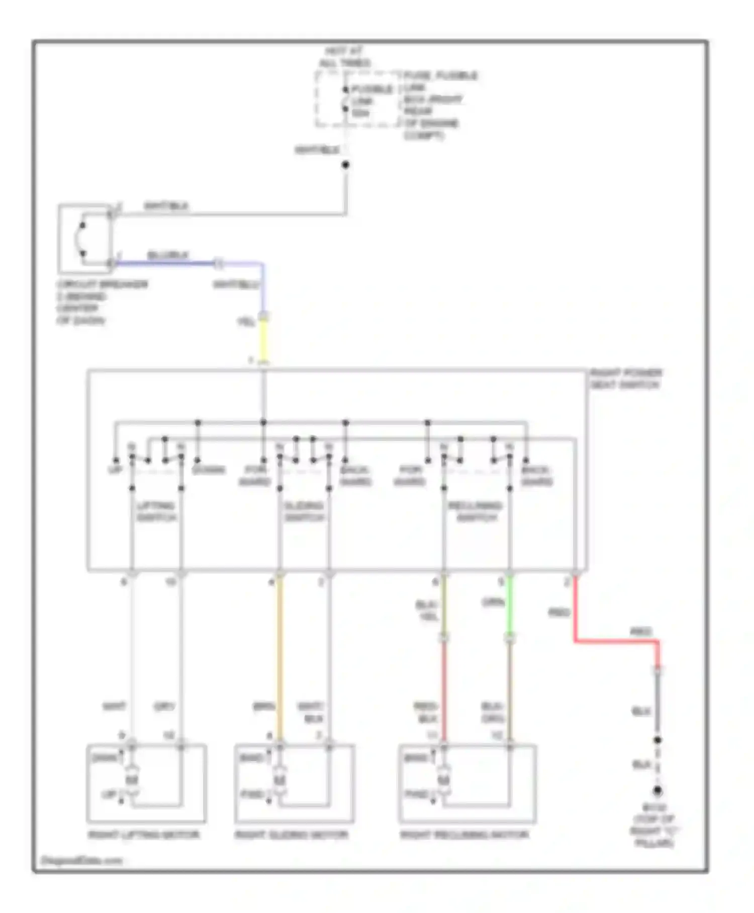 QX56 Infiniti I facelift (2007-2010): Passenger"s power seat circuit