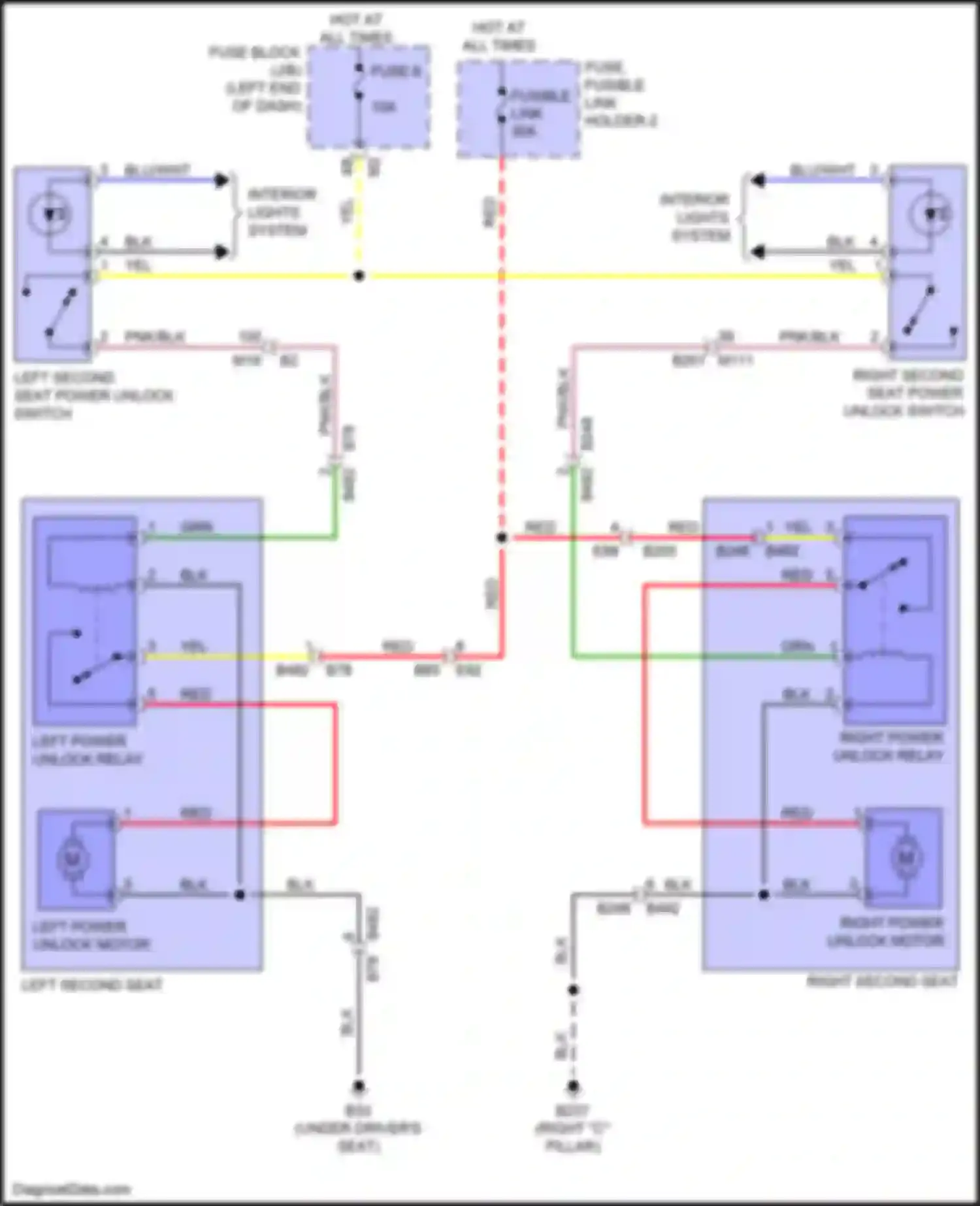 QX56 Infiniti II (2010-2013): Second row seat release circuit