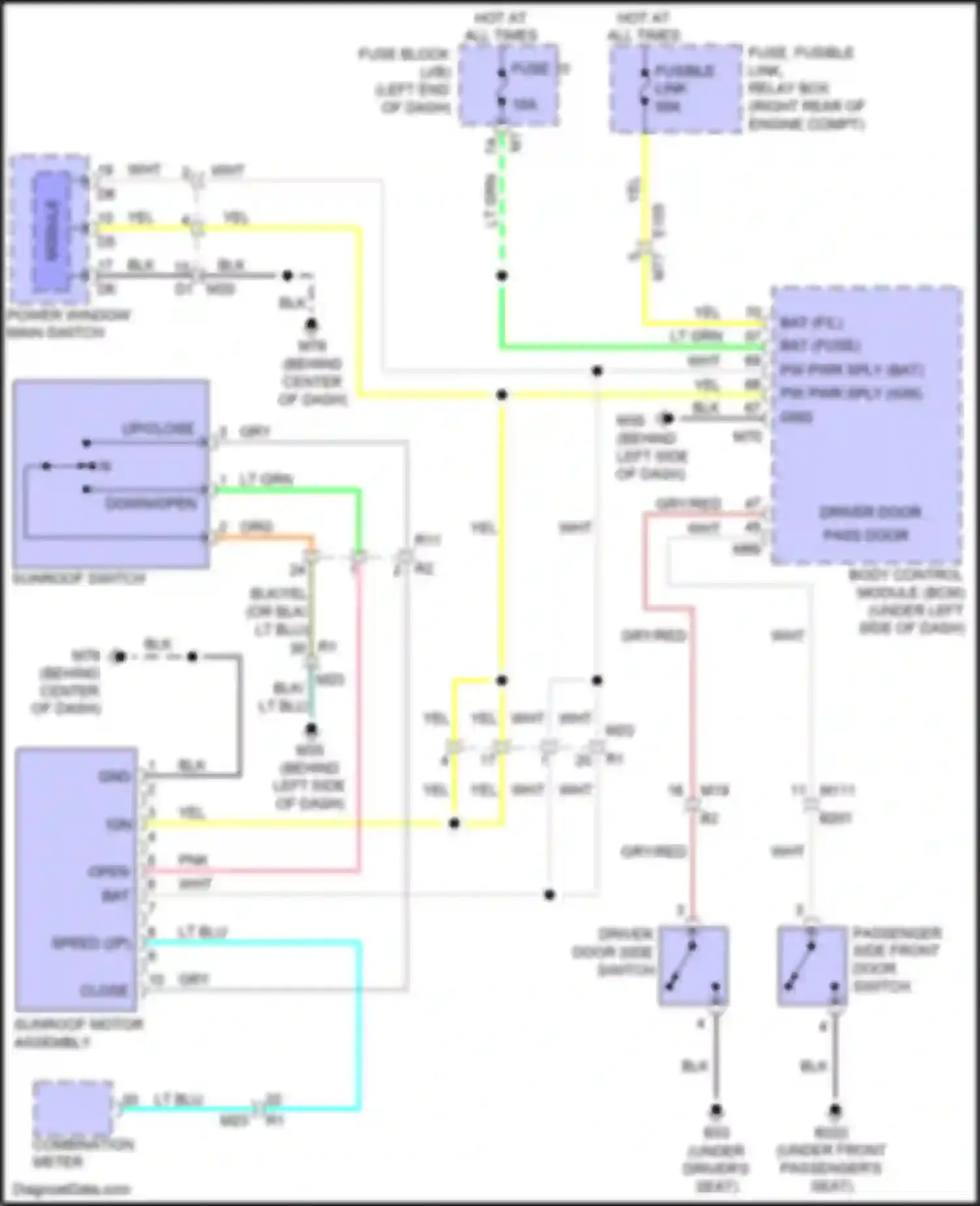 QX56 Infiniti II (2010-2013): Power top/sunroof circuit