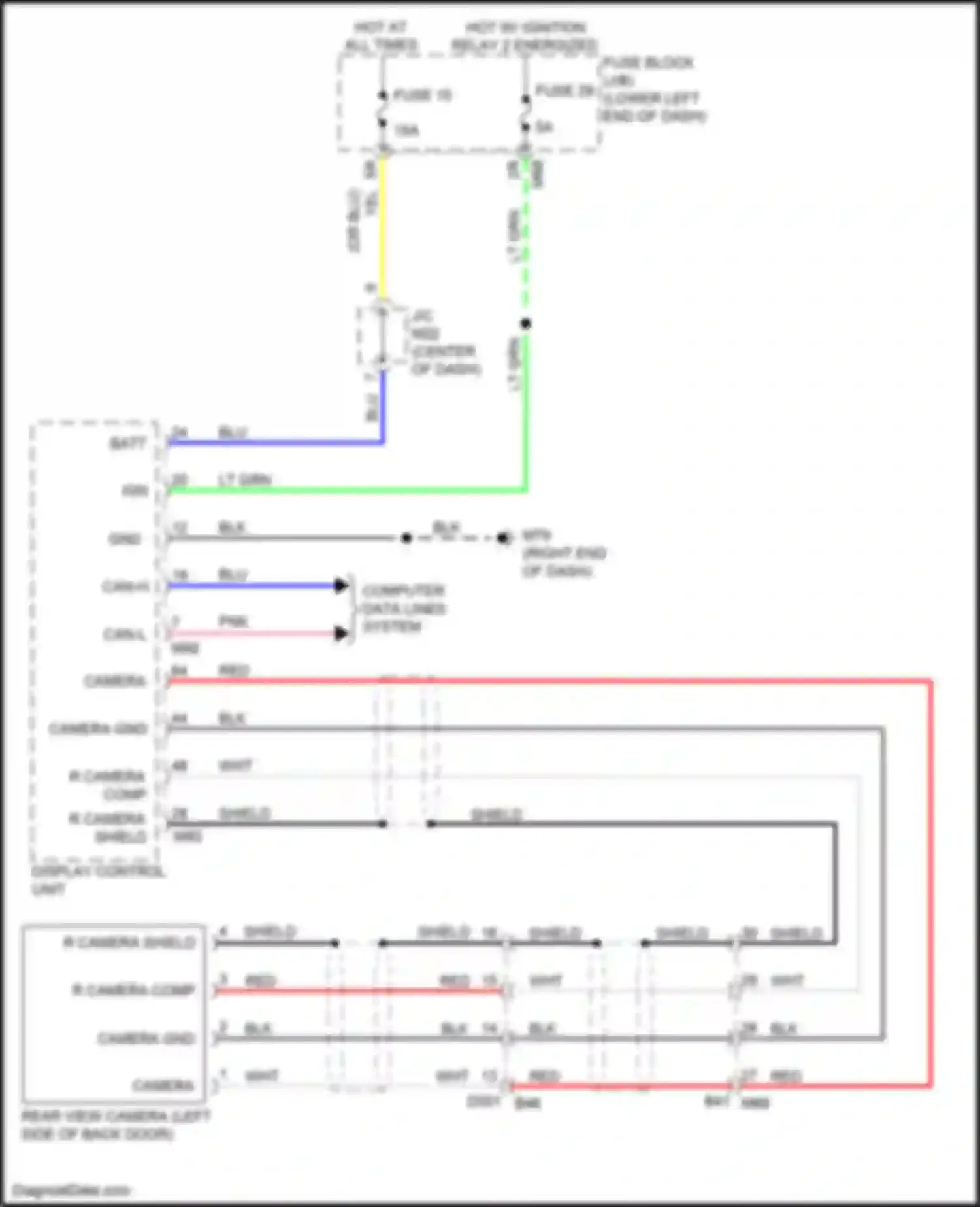 Wiring diagram camera v + for Infiniti QX60 I facelift (2016-2021) (6 of 6)