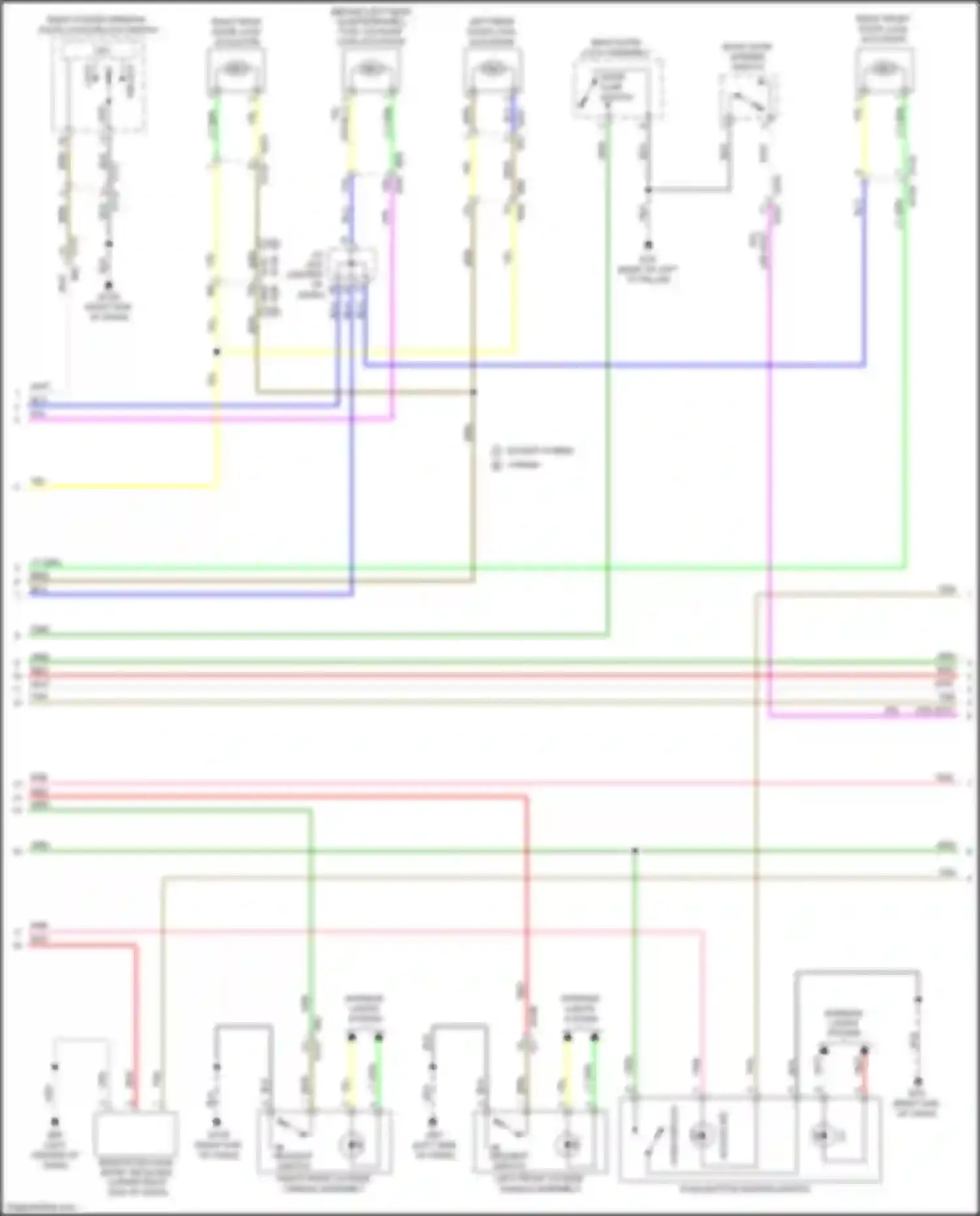 Wiring diagram right front door lock actuator for Infiniti QX60 I facelift (2016-2021) (1 of 2)