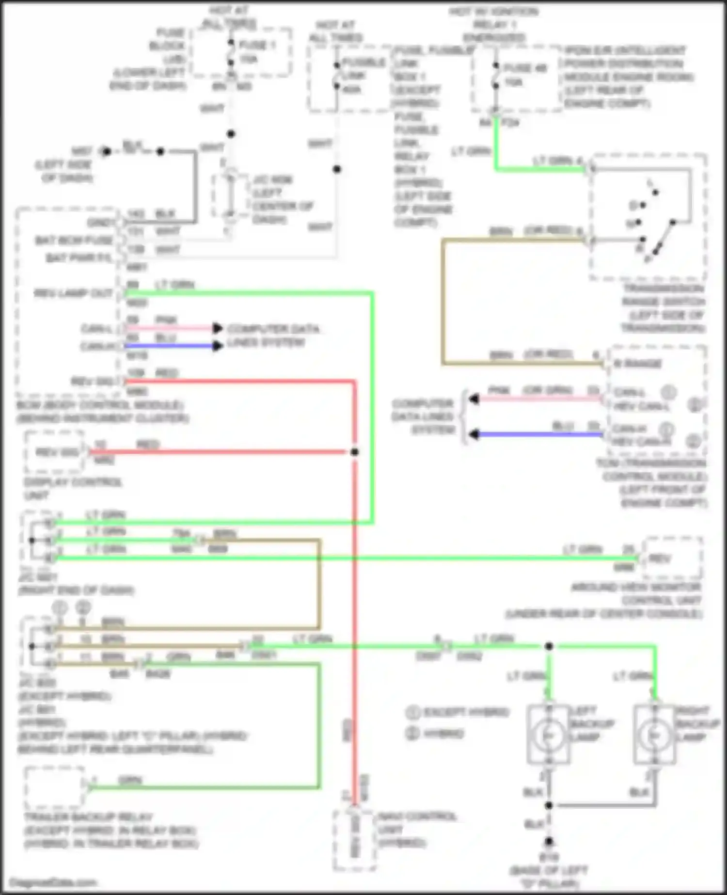 Wiring diagram trailer backup relay for Infiniti QX60 I facelift (2016-2021) (1 of 2)