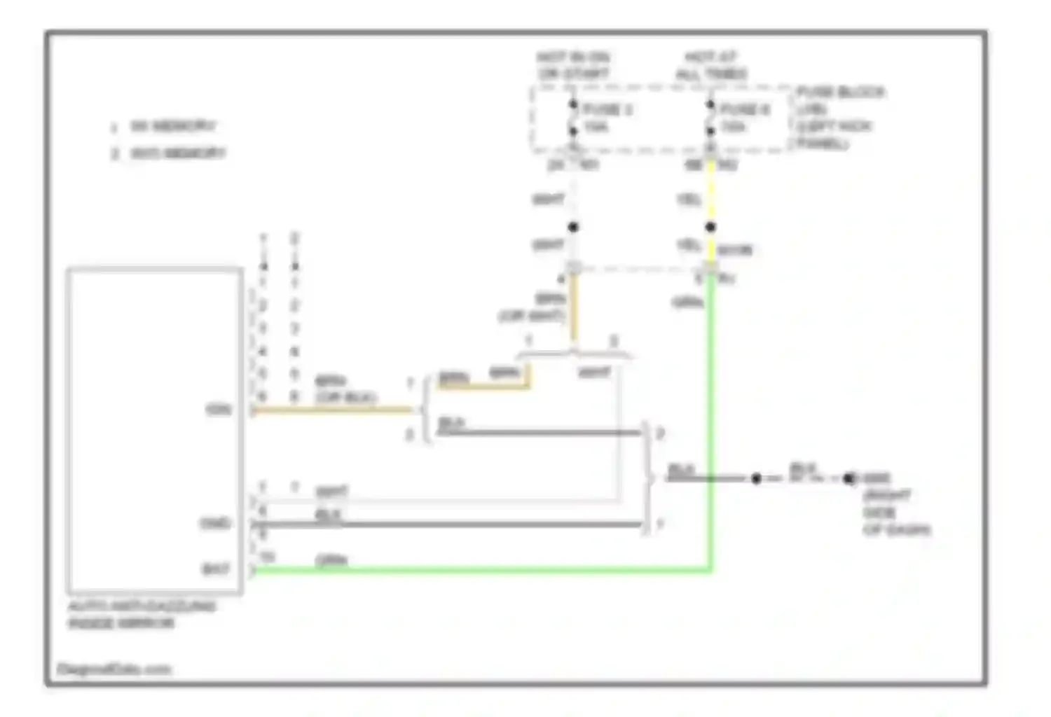 QX60 Infiniti I (2013-2016): Fold-back mirrors circuit, without memory
