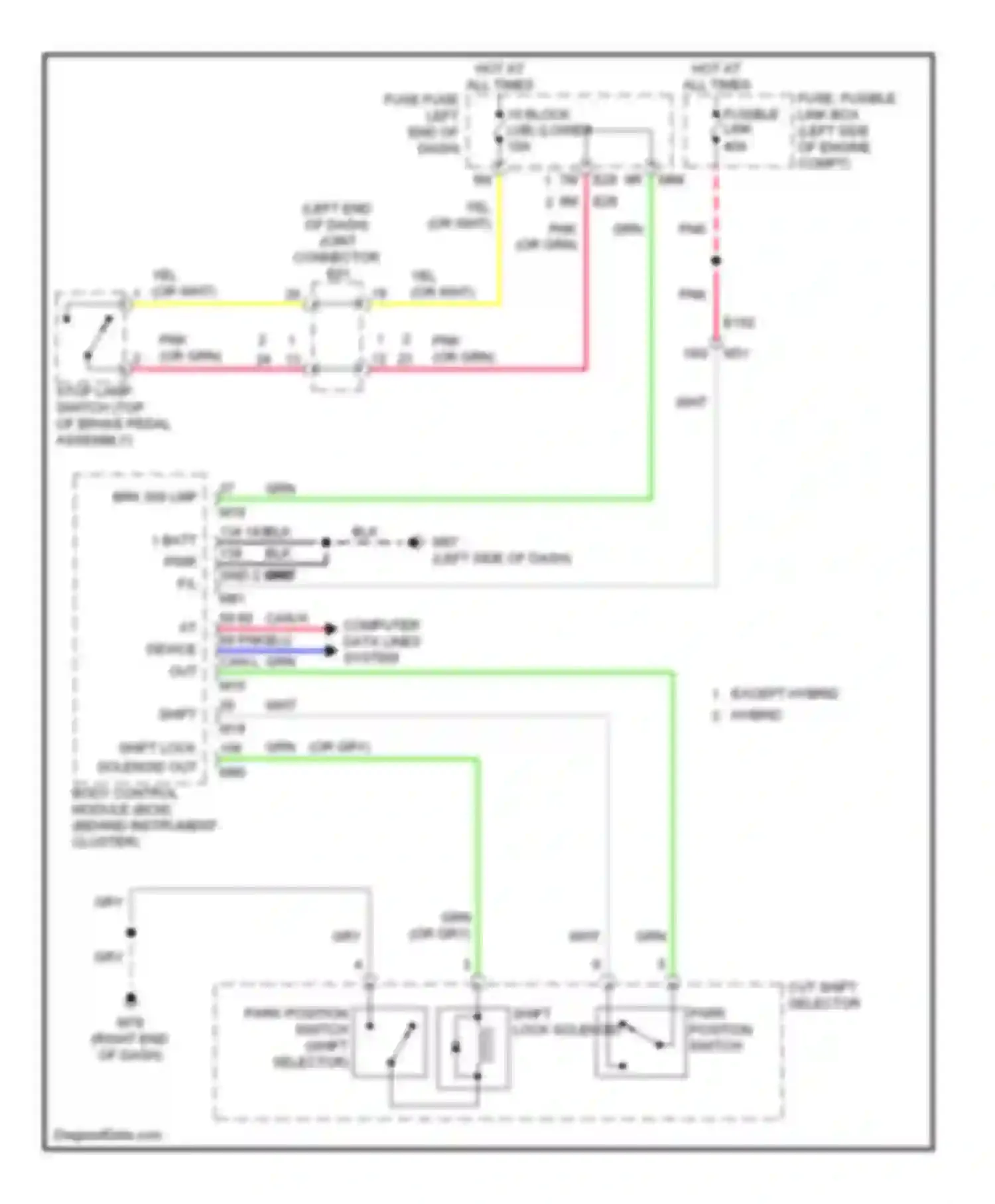 QX60 Infiniti I (2013-2016): Shift interlock circuit