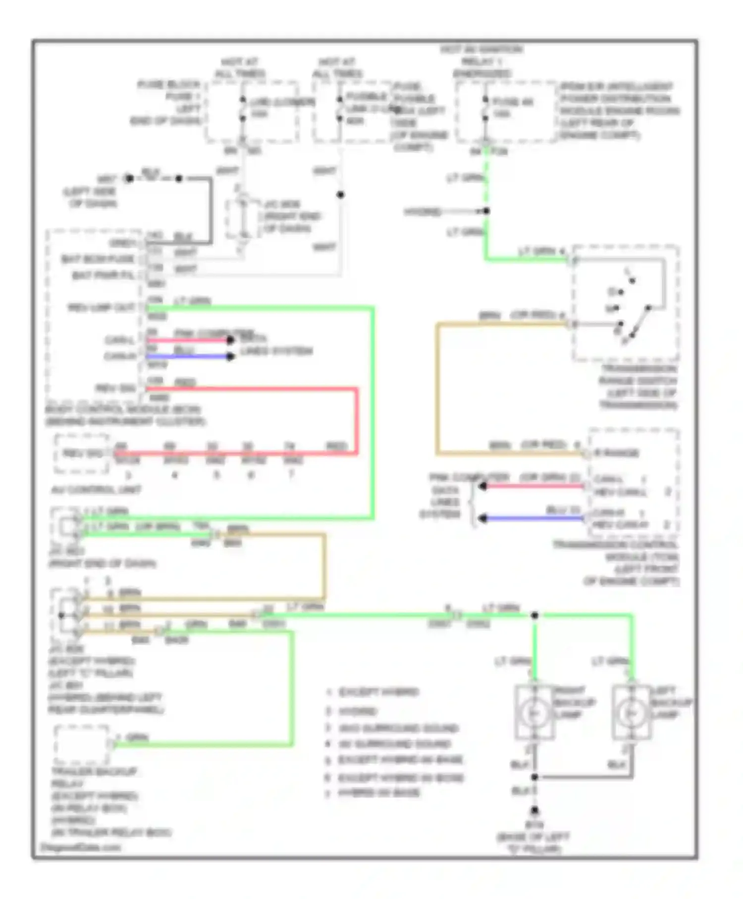 Wiring diagram left backup lamp for Infiniti QX60 I (2013-2016) (1 of 1)