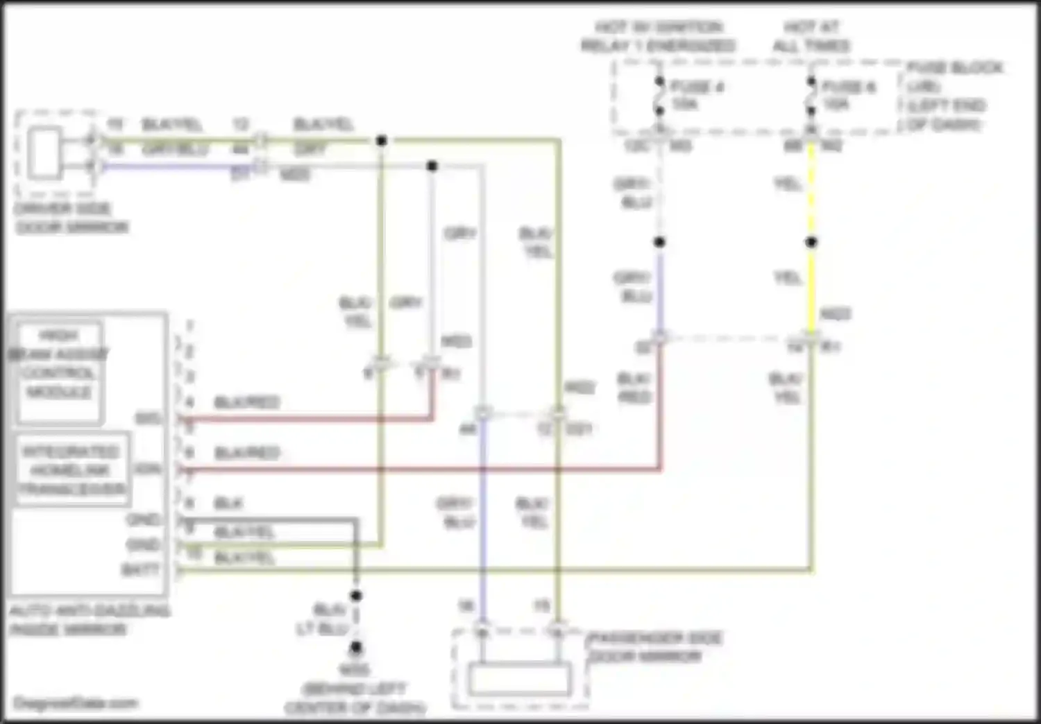 Wiring diagram auto anti-dazzling inside mirror for Infiniti QX80 I facelift 3 (2020-2024) (4 of 4)