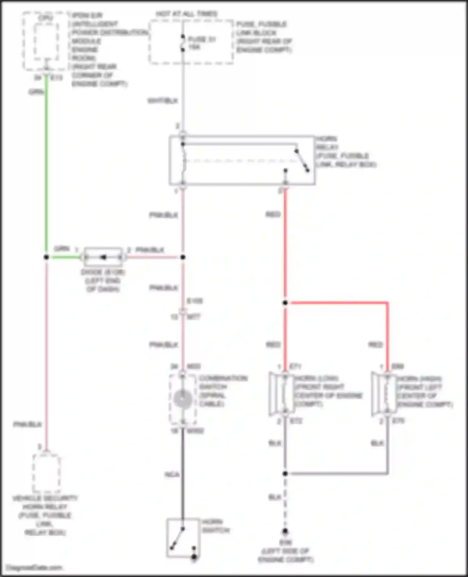 Wiring diagram horn relay for Infiniti QX80 I facelift 3 (2020-2024) (2 of 4)