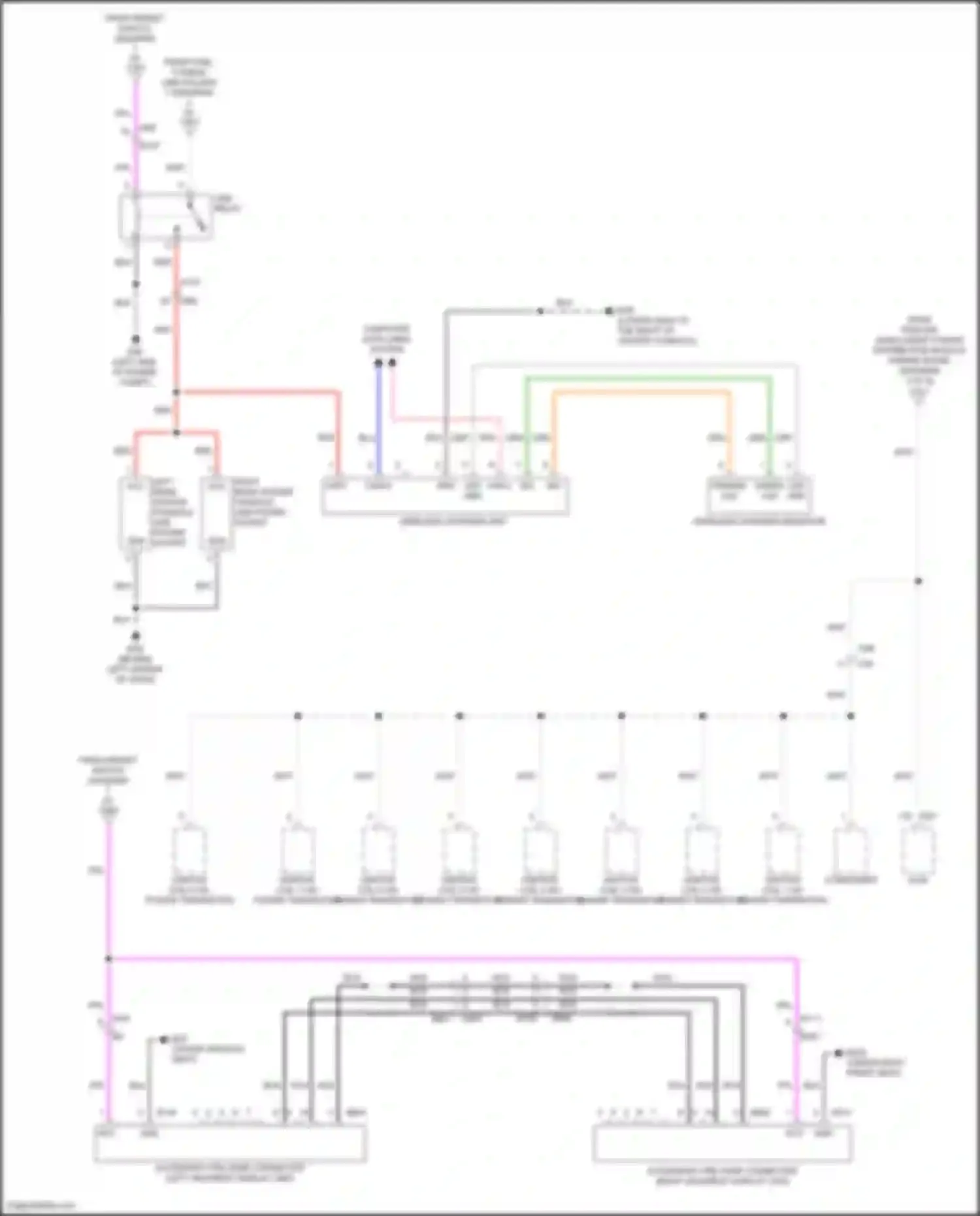 Wiring diagram left rear center console usb power socket for Infiniti QX80 I facelift 3 (2020-2024) (2 of 2)