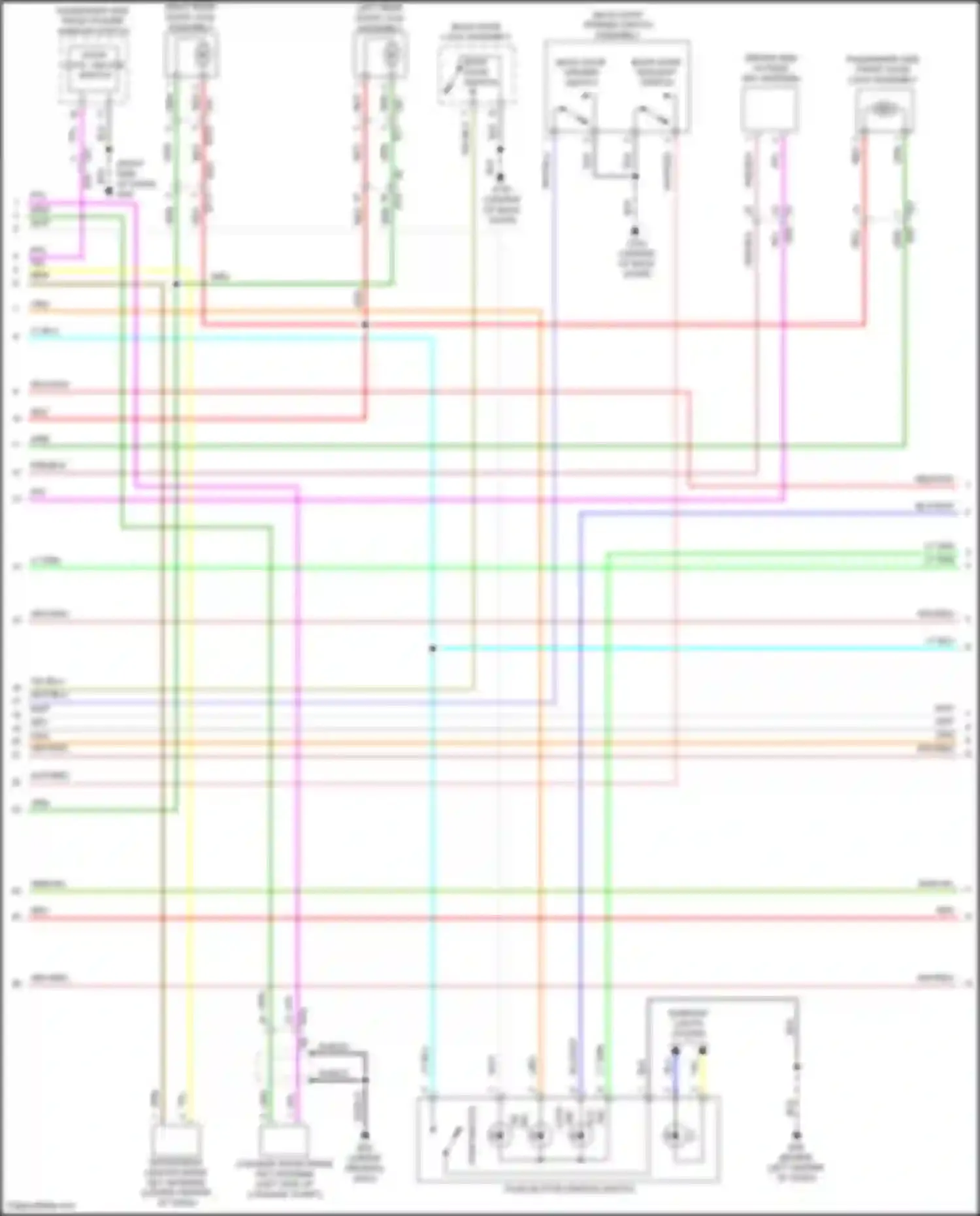 Wiring diagram left rear door lock assembly for Infiniti QX80 I facelift 3 (2020-2024) (1 of 2)