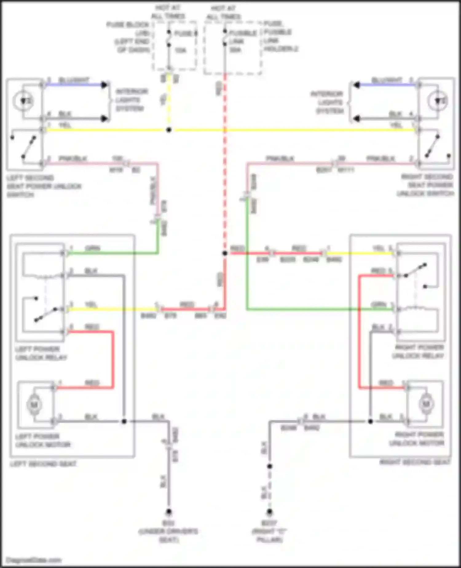 Wiring diagram left second seat for Infiniti QX80 I (2013-2014) (2 of 2)