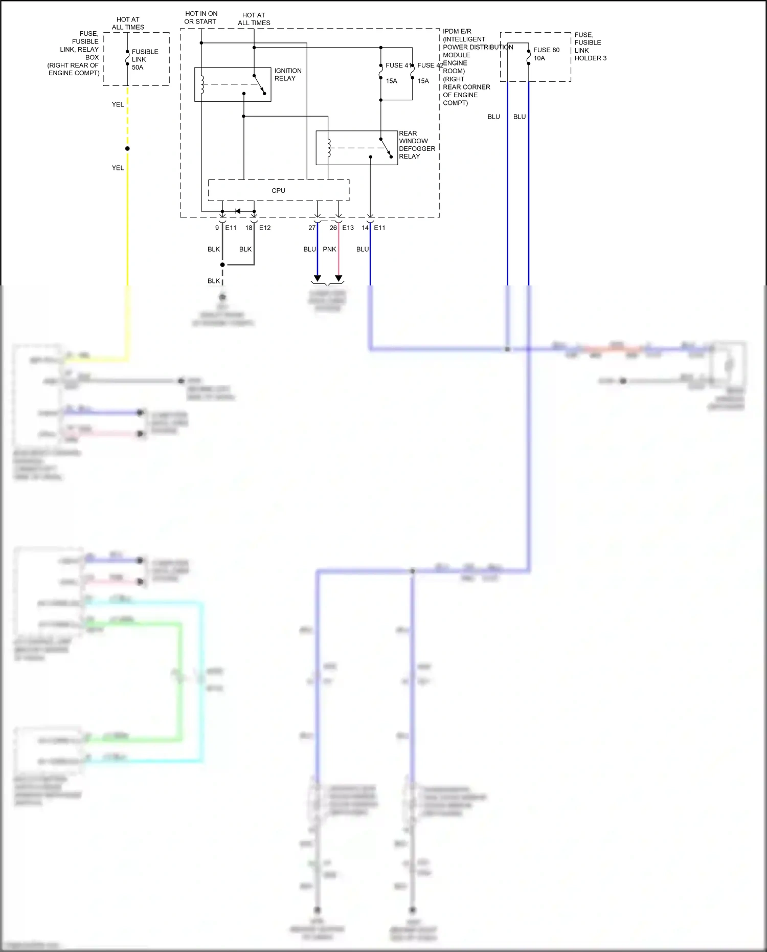 Infiniti QX80 I (2013-2014) multi-function switch (rear window defogger switch) wiring diagram  (1 of 1)