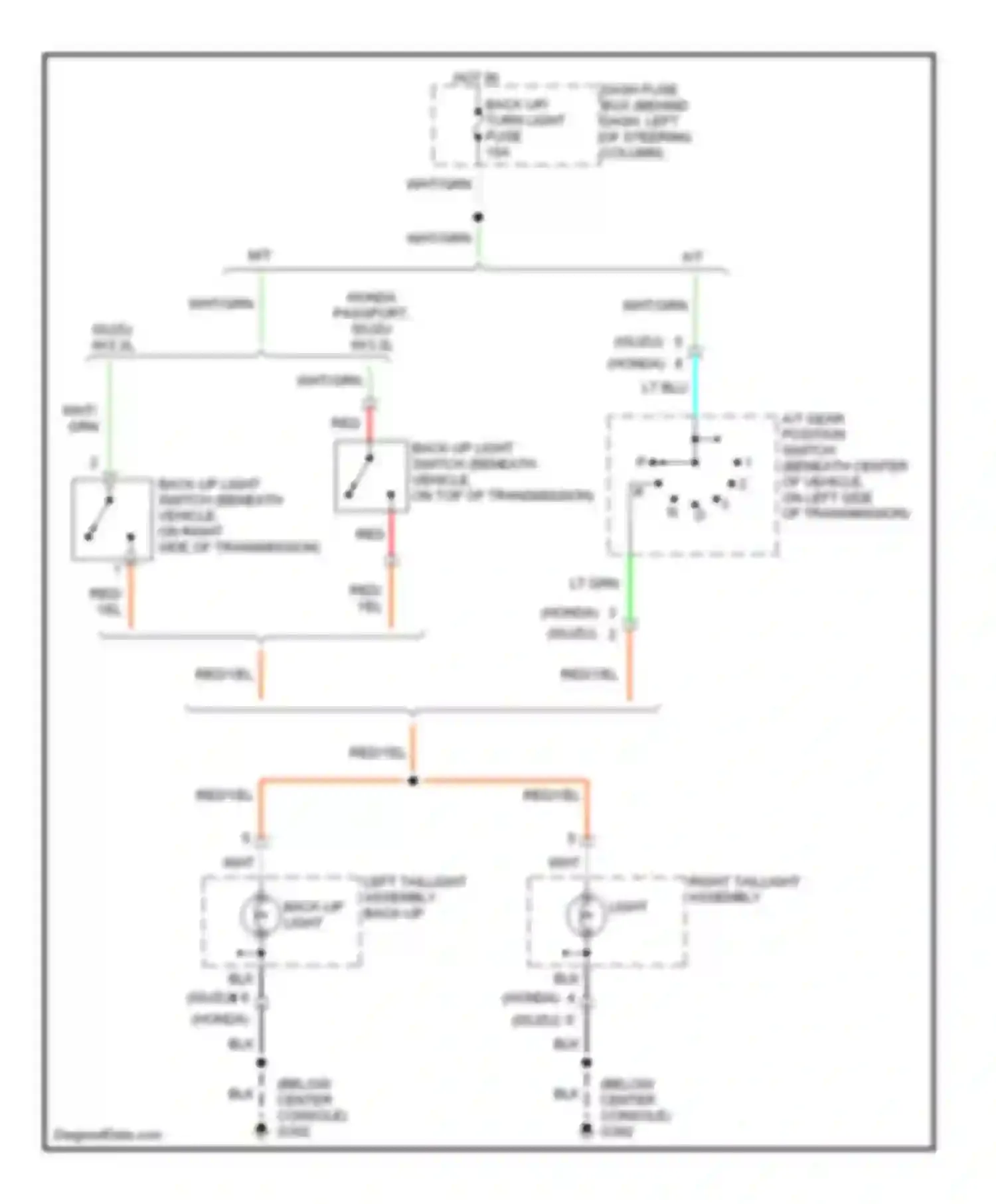 Amigo Isuzu II (1998-2000): Back-up lamps circuit