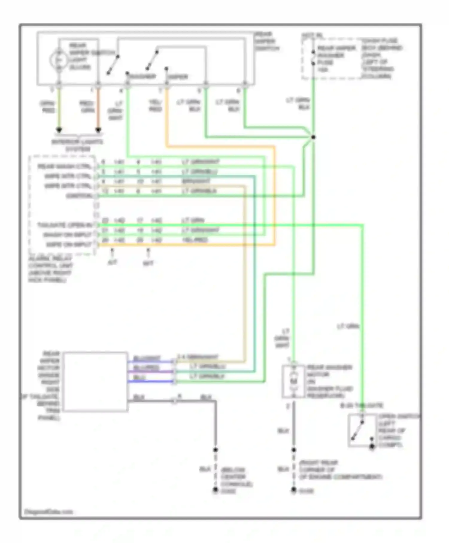 Amigo Isuzu II (1998-2000): Rear wiper/washer circuit