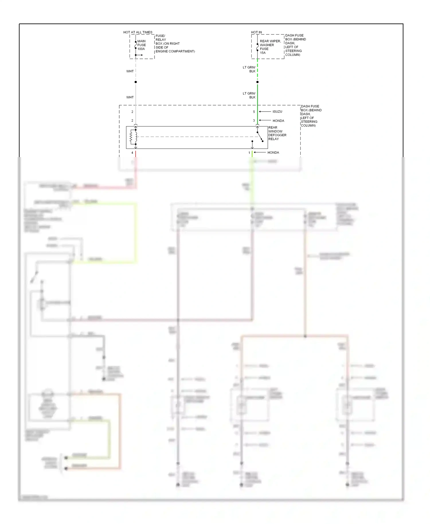 Isuzu Amigo II (1998-2000) engine control module or powertrain control module (below center of dash) wiring diagram  (1 of 1)