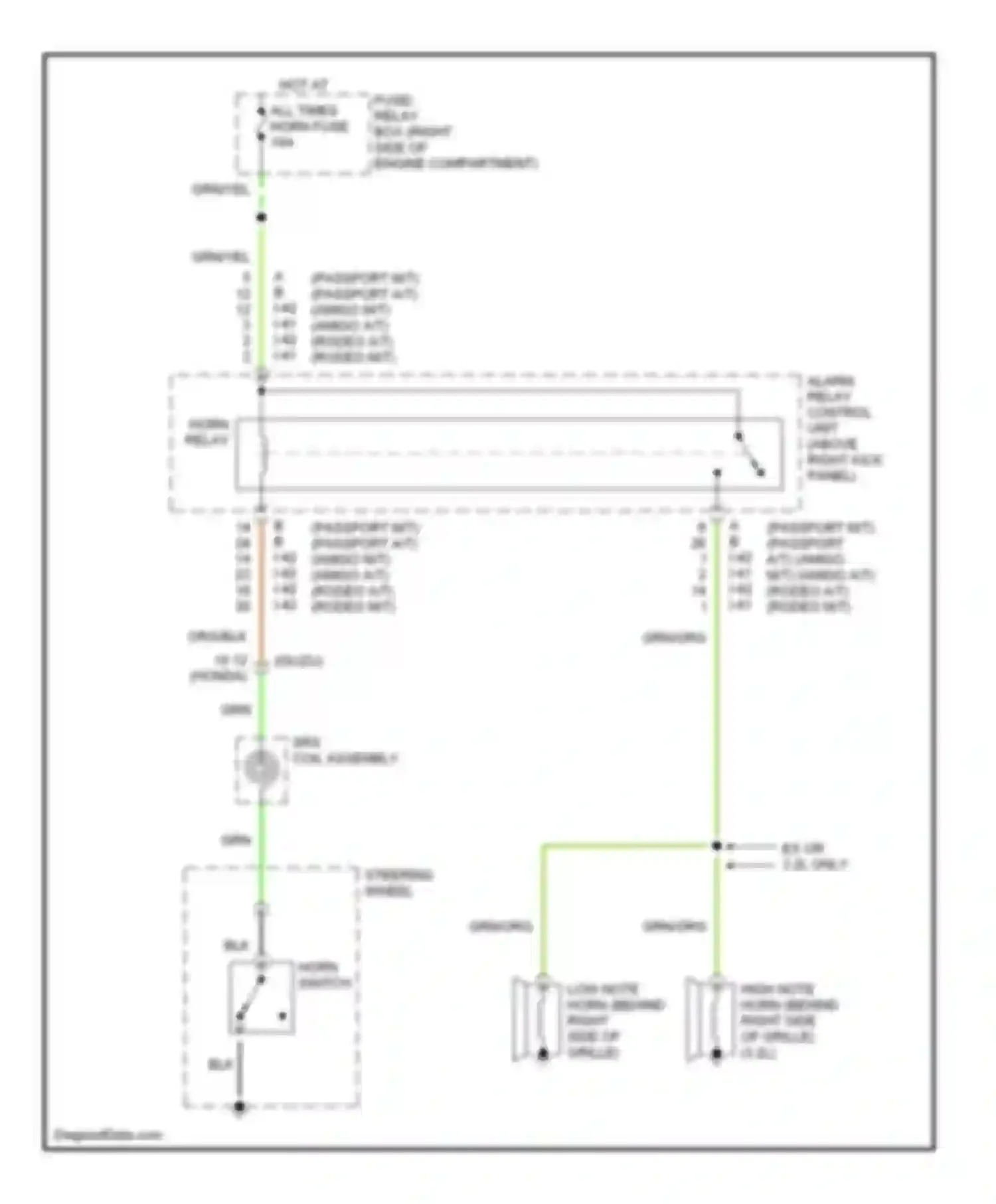 Wiring diagram steering wheel) for Isuzu Amigo II (1998-2000) (1 of 2)