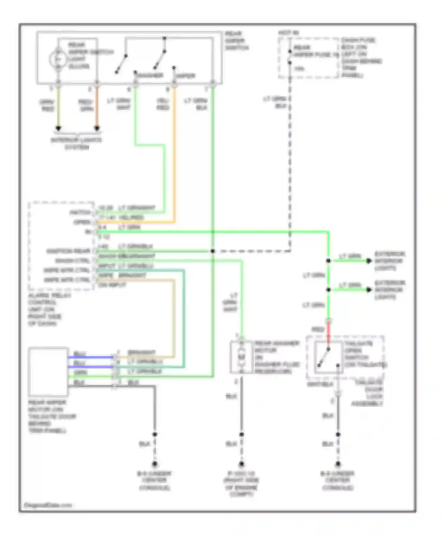 Axiom Isuzu I (2001-2004): Rear wiper/washer circuit