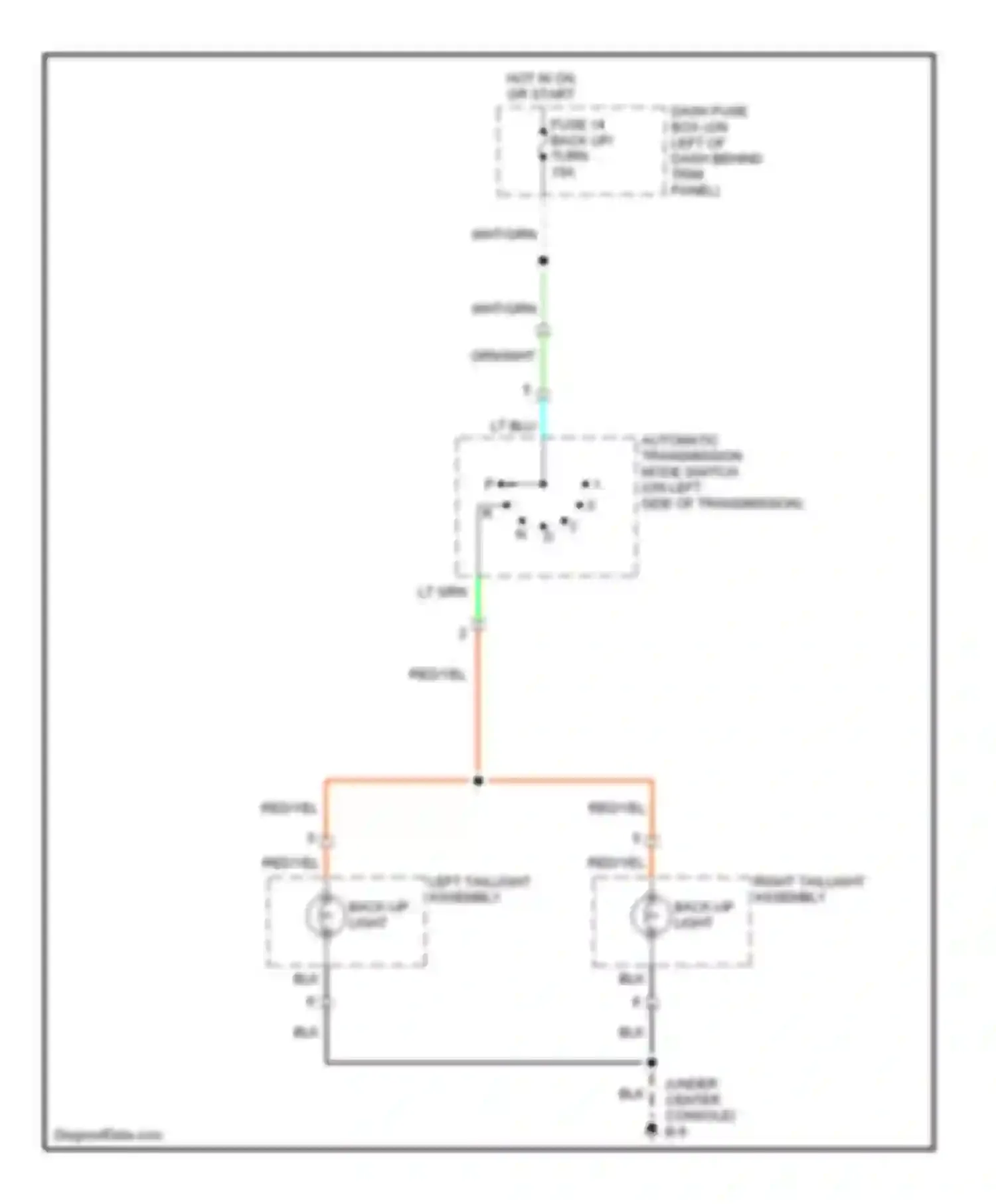 Wiring diagram fuse 14 back up/ turn for Isuzu Axiom I (2001-2004) (2 of 2)
