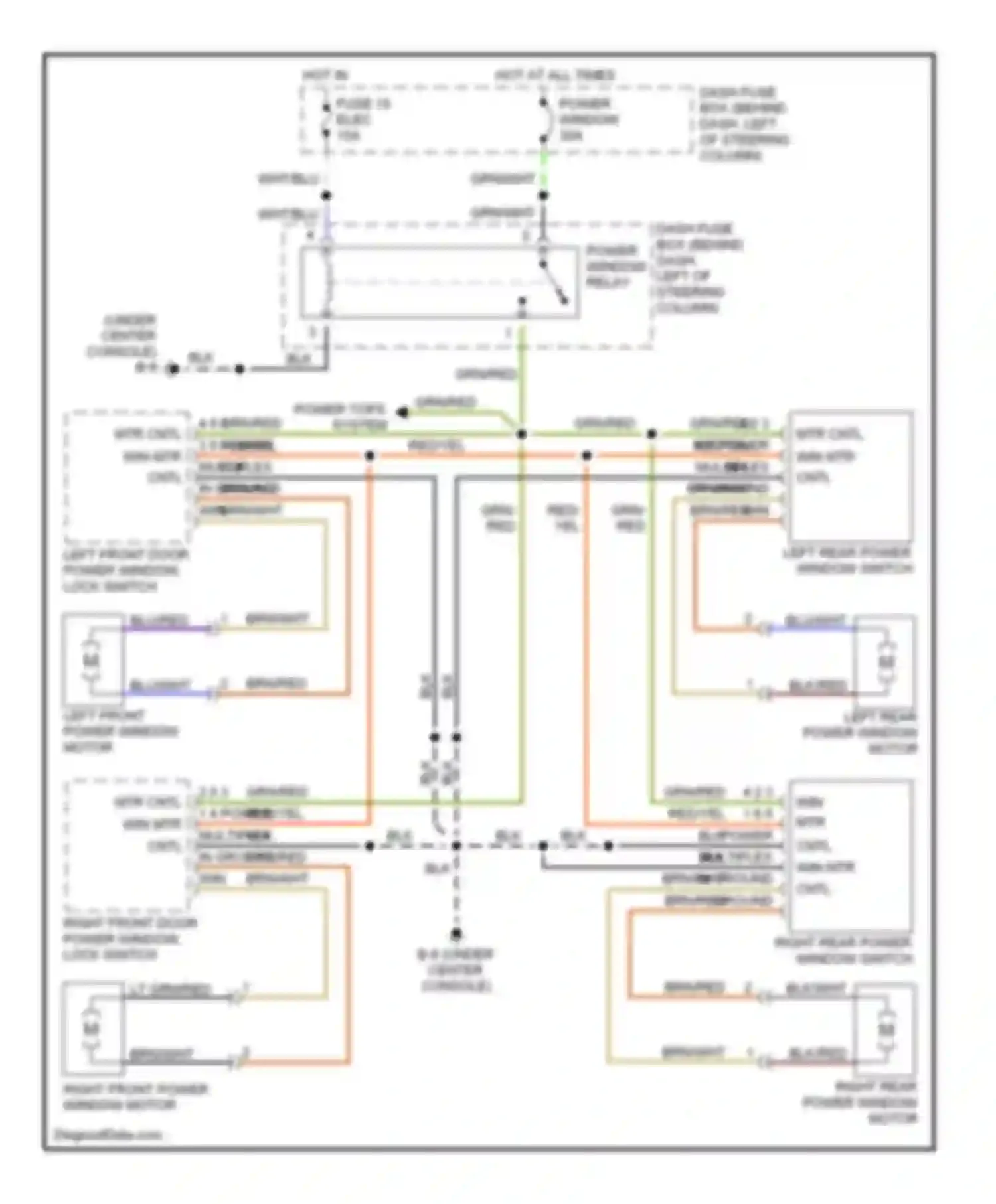 Wiring diagram left front power window motor for Isuzu Axiom I (2001-2004) (1 of 1)