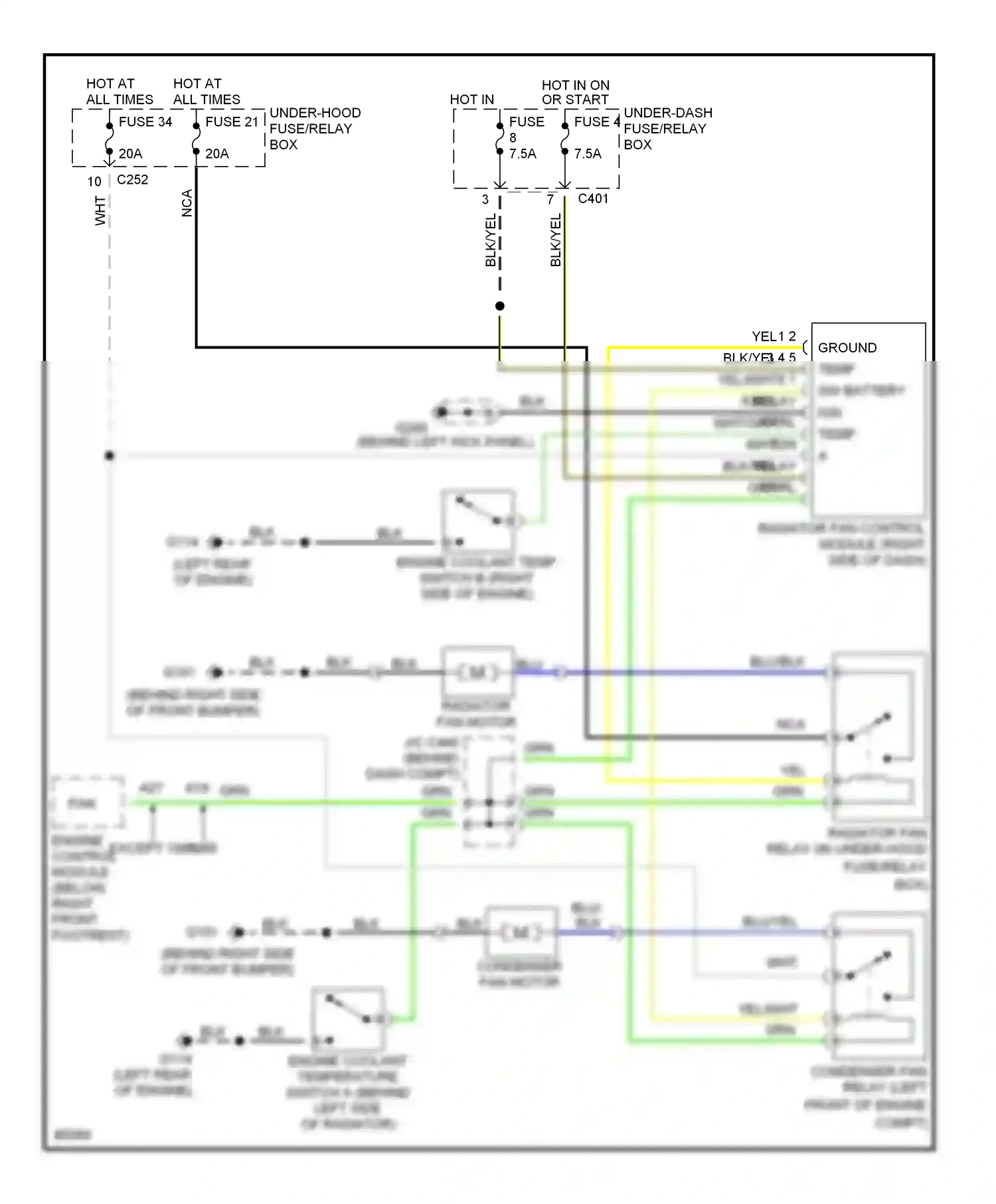 Isuzu Oasis I (1995-1999) engine control module (below right front footrest) except 1995 wiring diagram  (1 of 1)