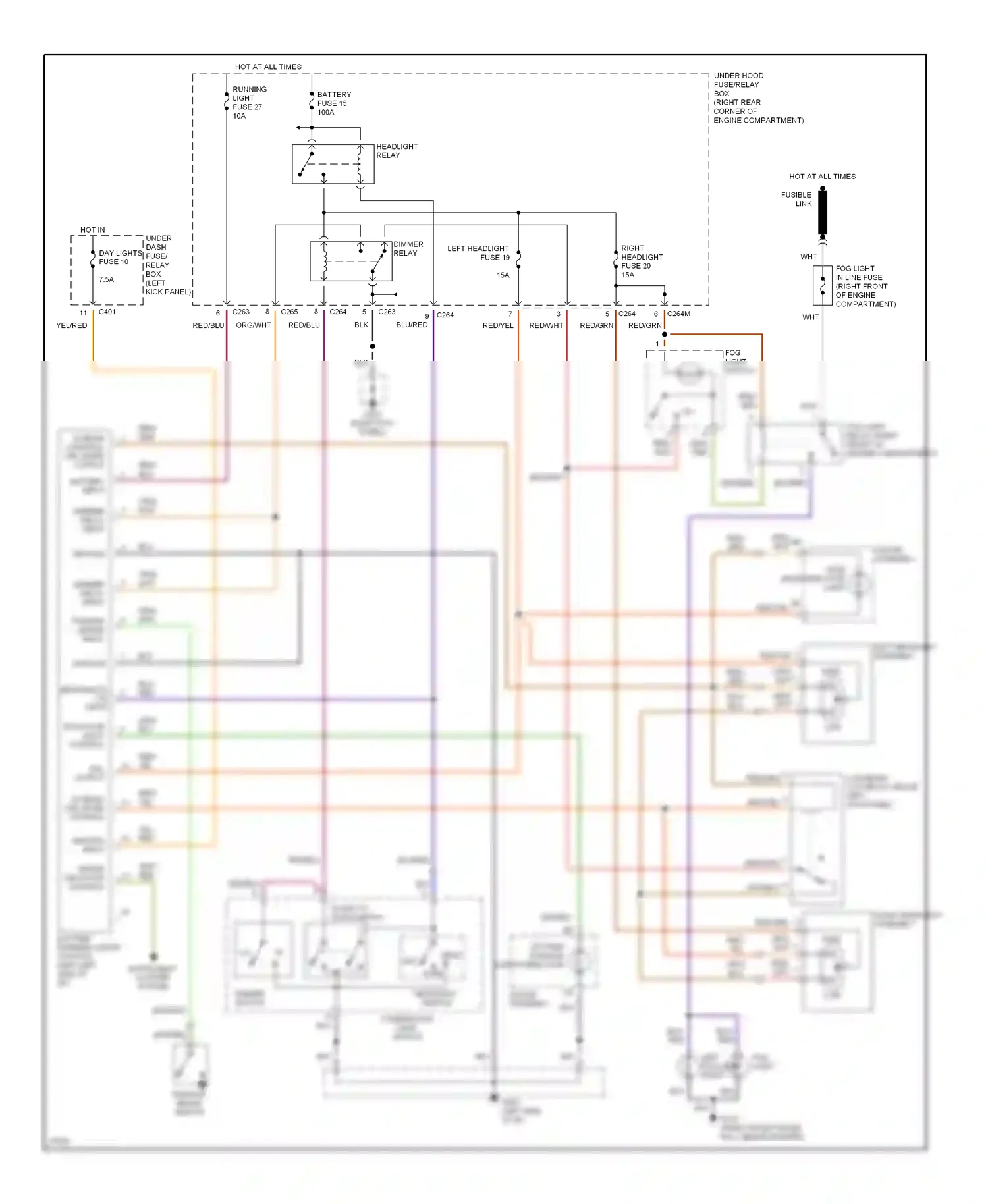 Wiring diagram headlight switch for Isuzu Oasis I (1995-1999) (1 of 4)