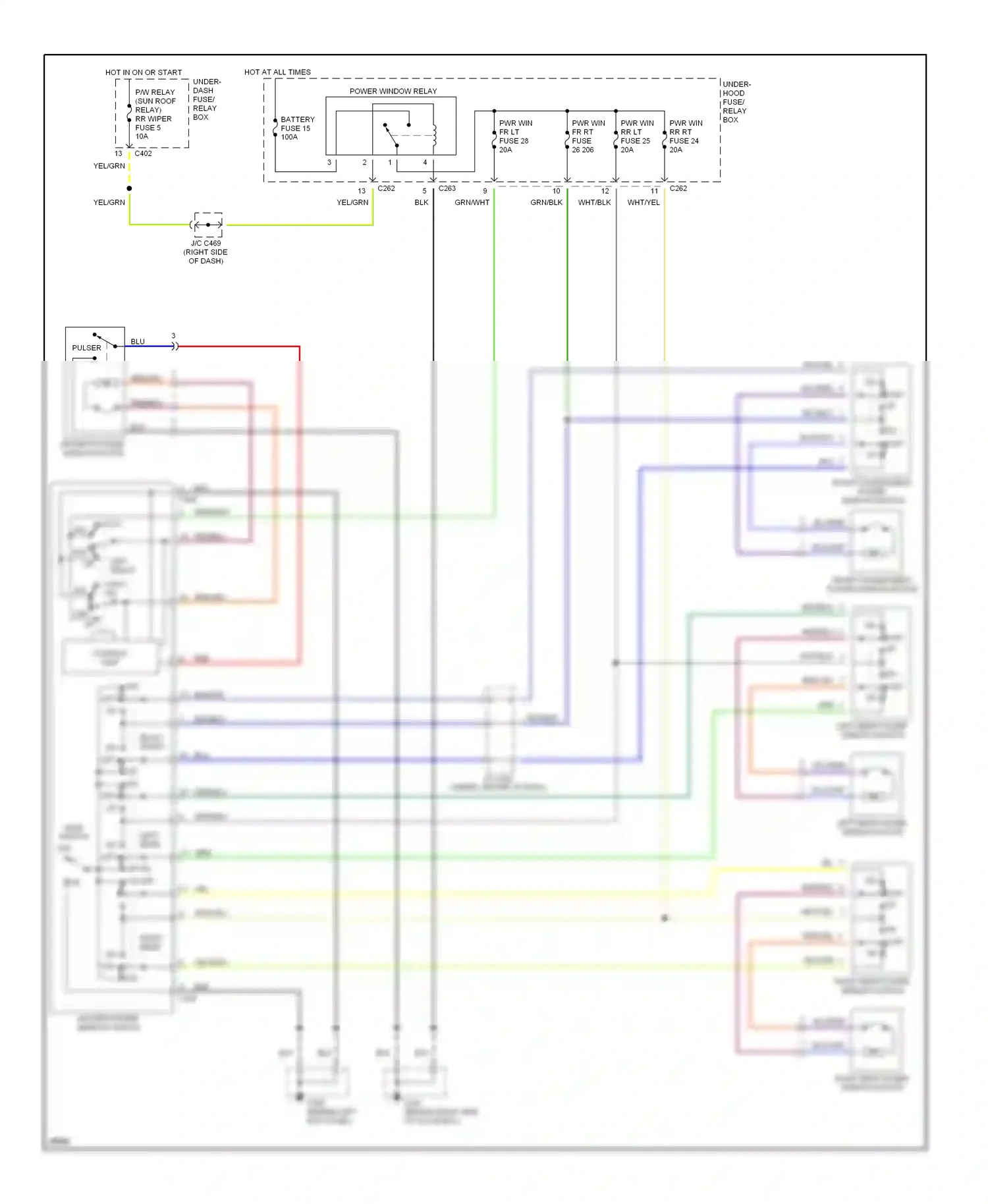 Wiring diagram master power window switch for Isuzu Oasis I (1995-1999) (2 of 2)