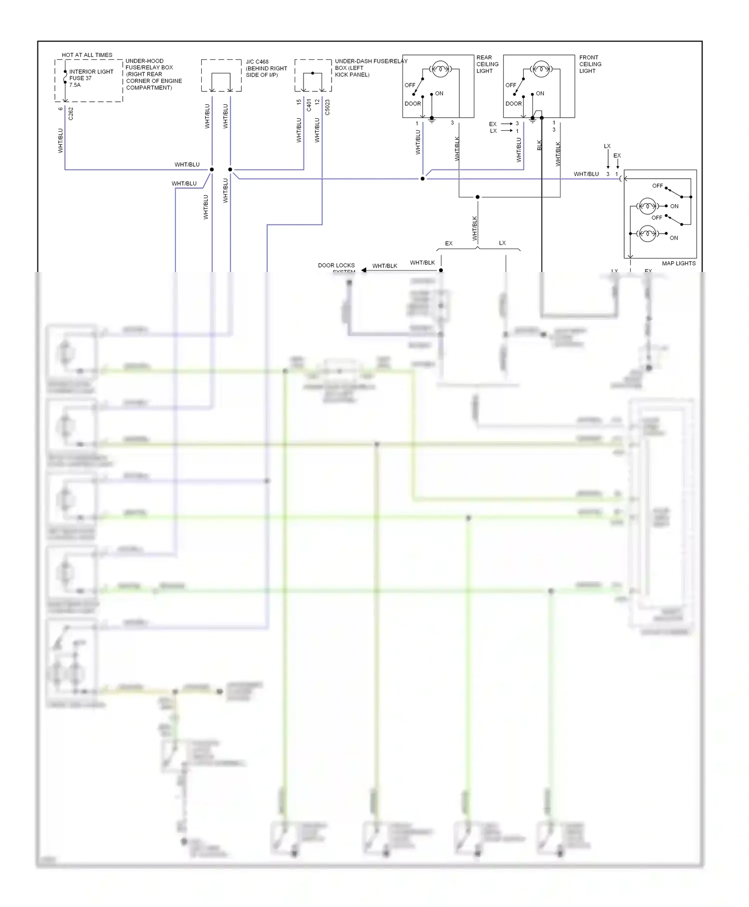 Wiring diagram rear ceiling light for Isuzu Oasis I (1995-1999) (1 of 1)