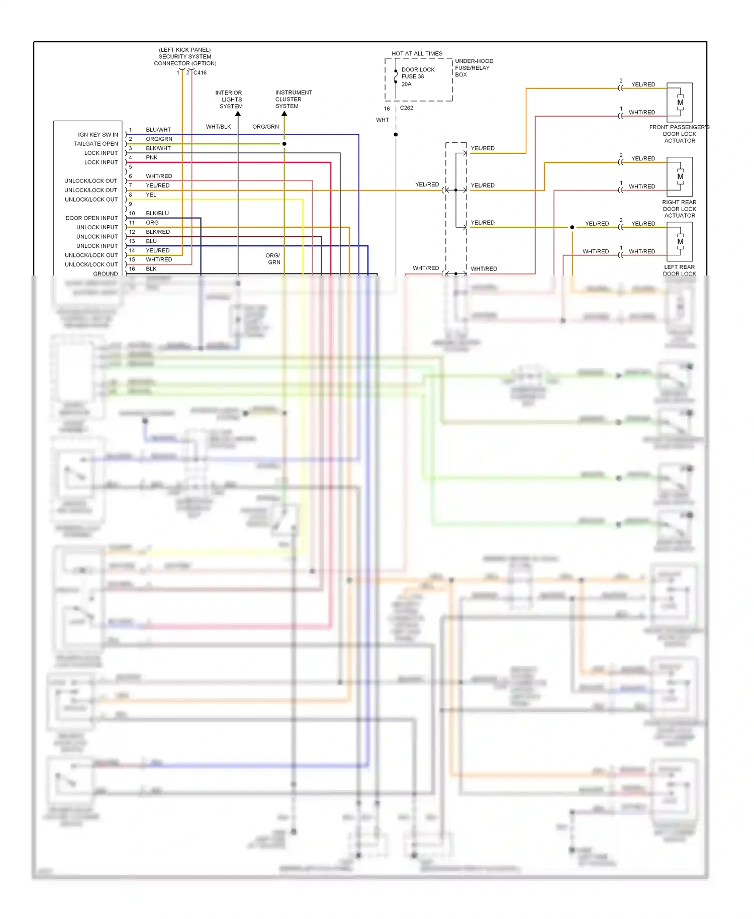 Wiring diagram tailgate lock actuator for Isuzu Oasis I (1995-1999) (1 of 2)