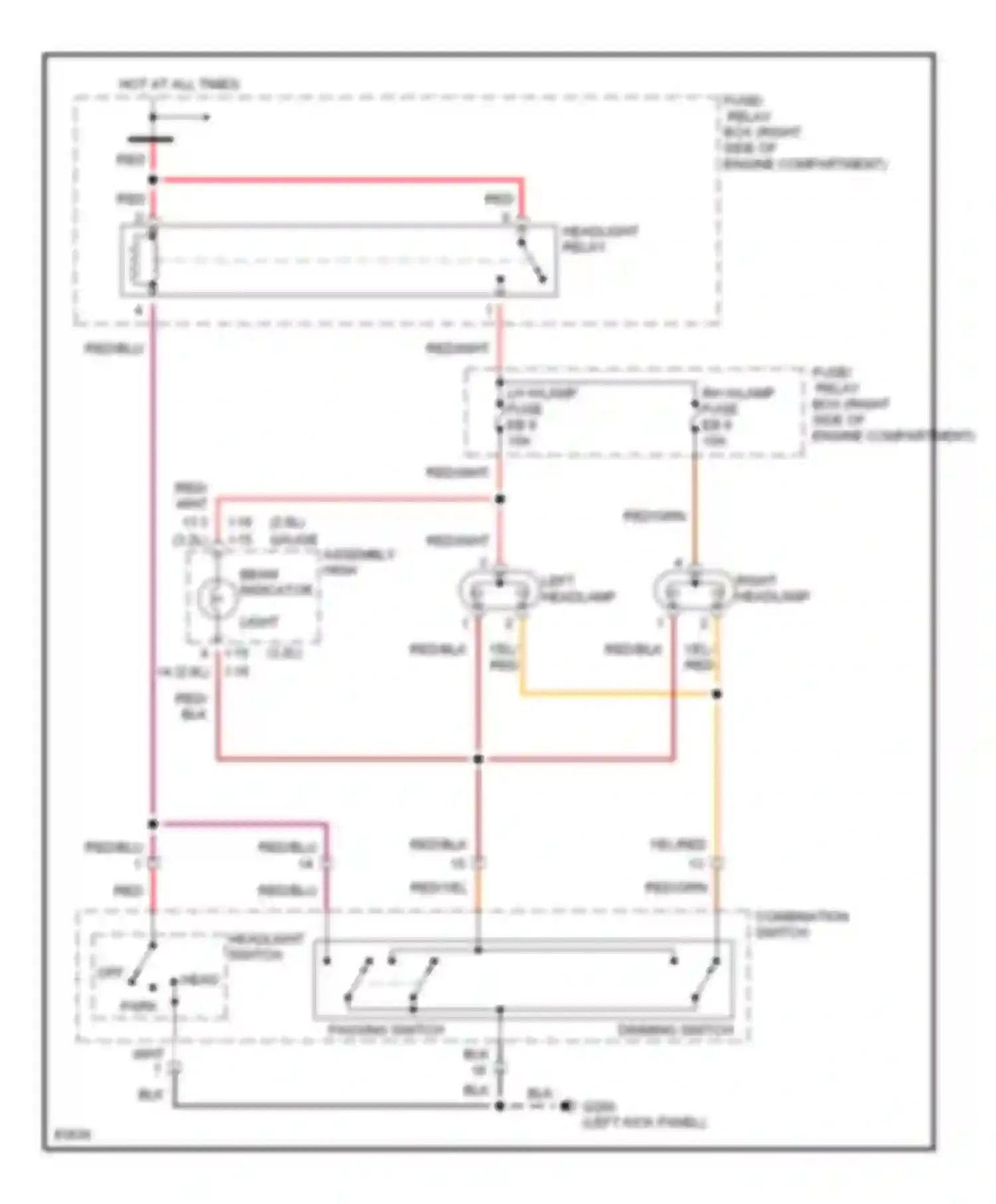 Rodeo Isuzu I (1989-1998): Headlight circuit